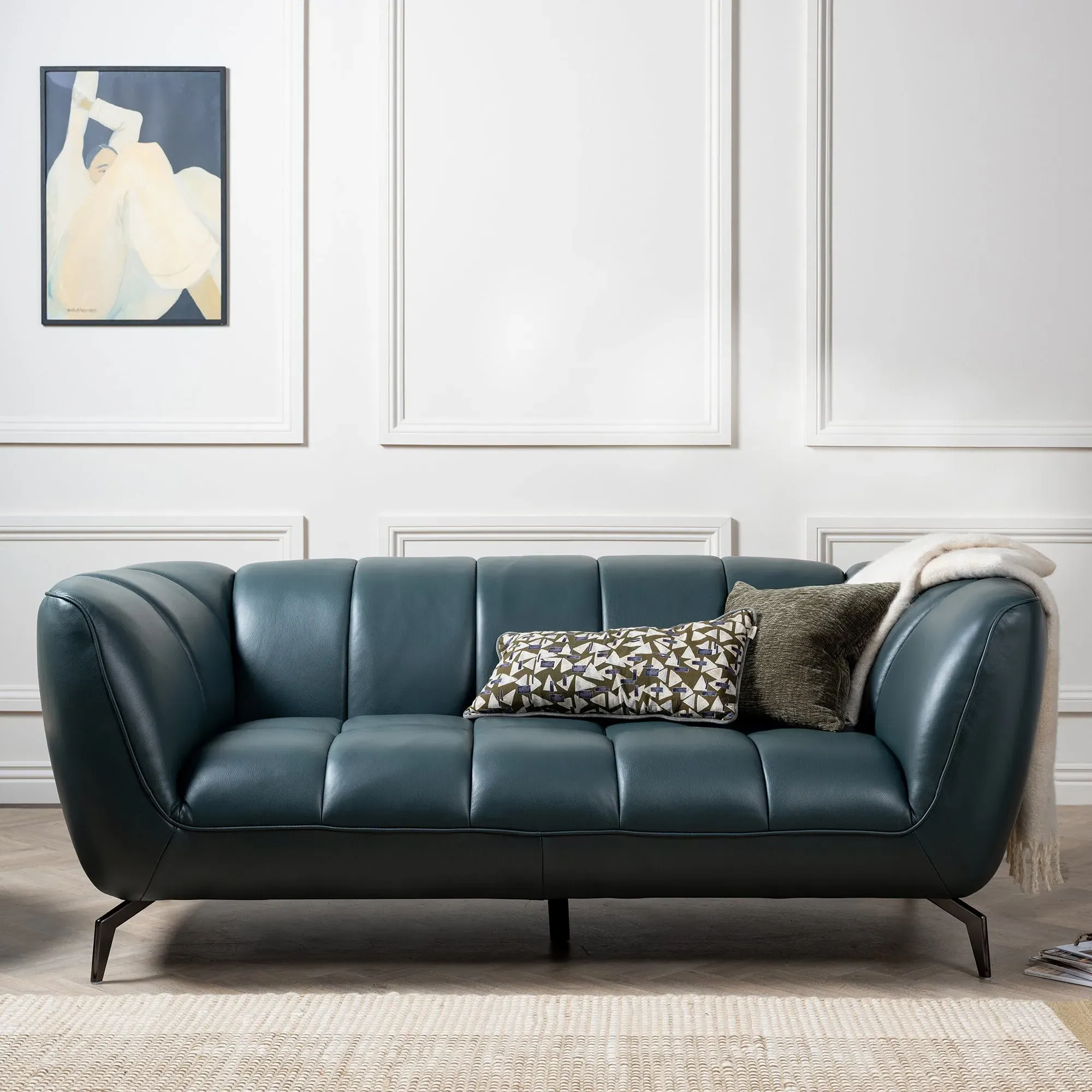 Darla 2-Seater Sofa - Grey, Leather