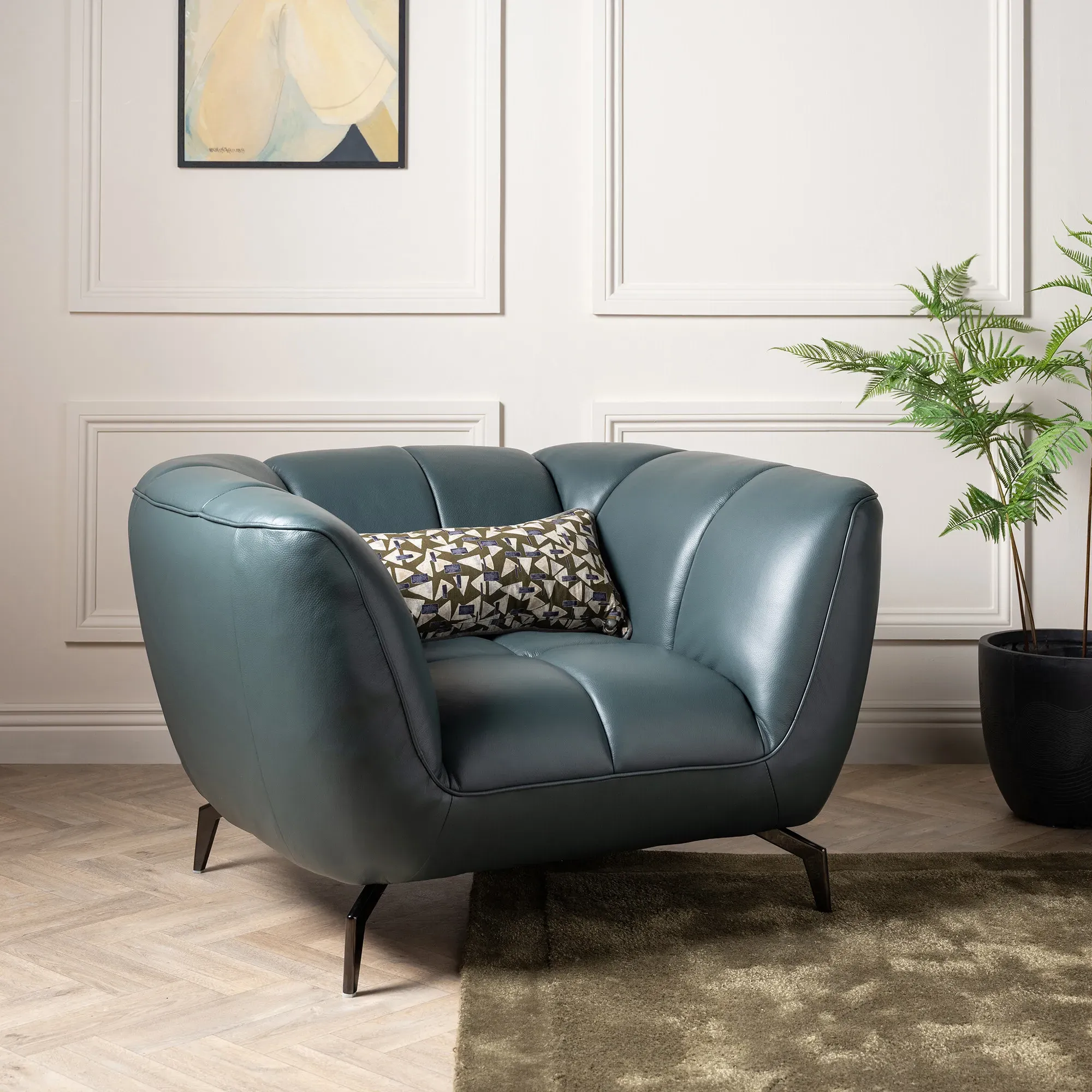 Darla Armchair - Grey, Leather