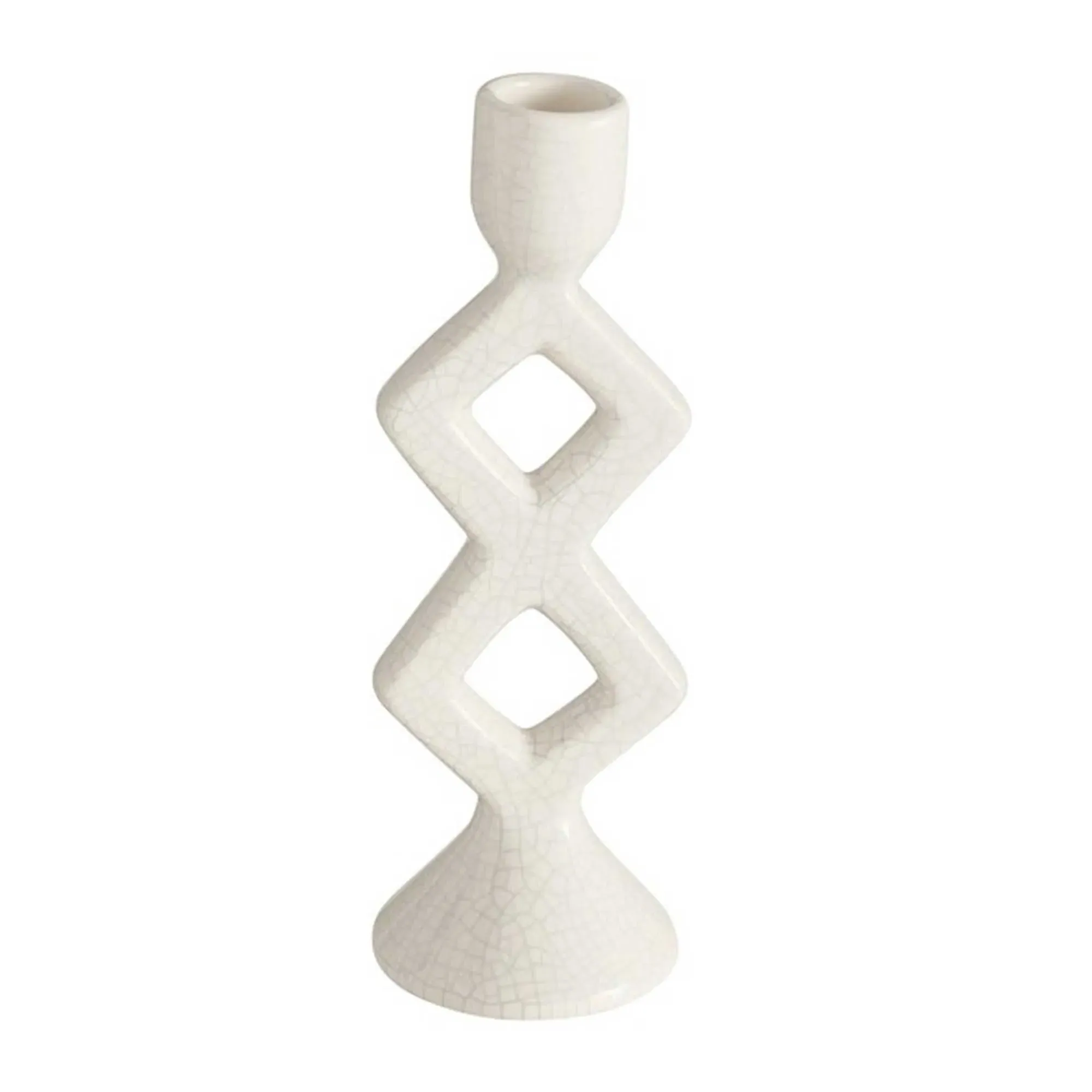 Diamond Shaped Candlestick - White, Ceramic image