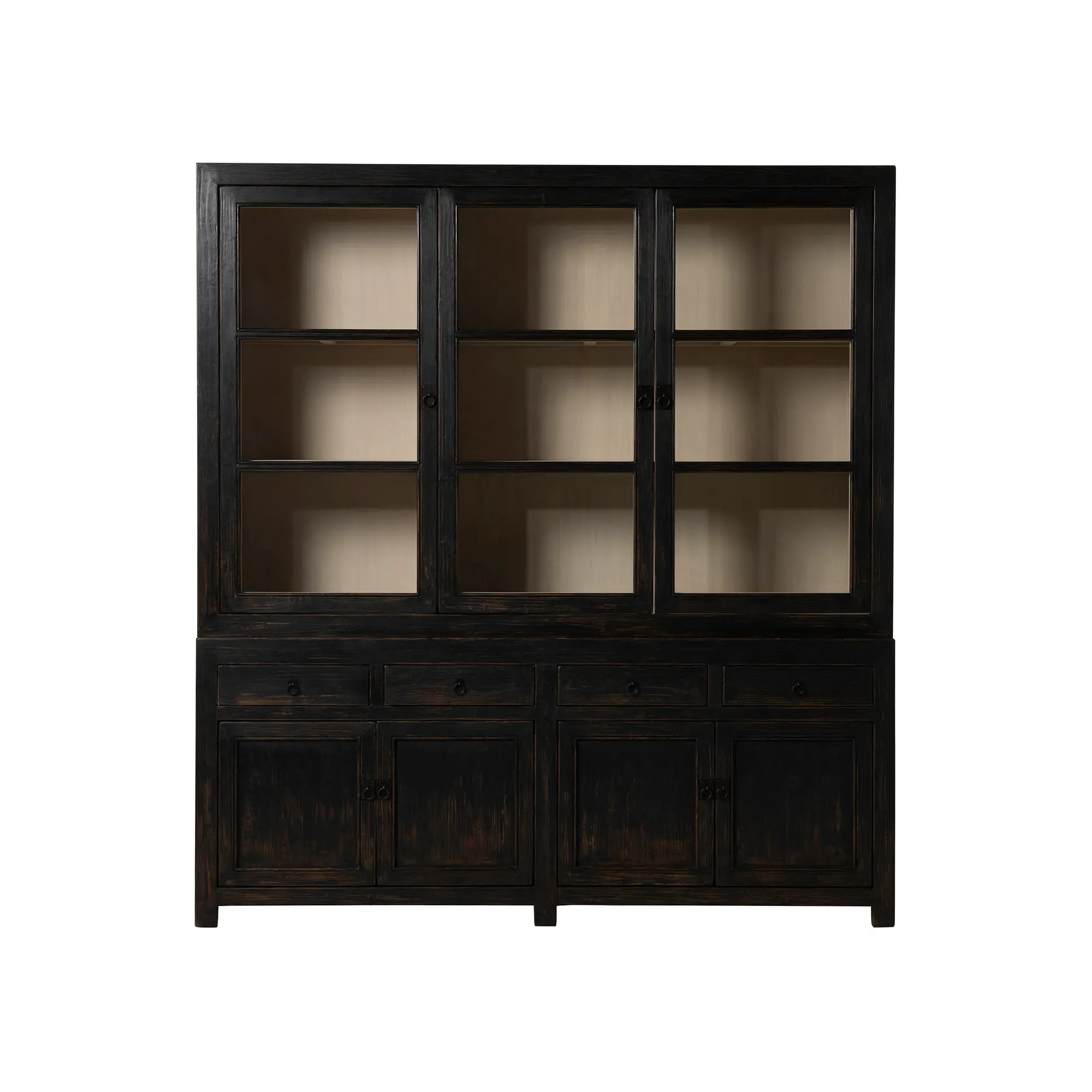 Dickens Glass Cabinet - Black, Pine Wood