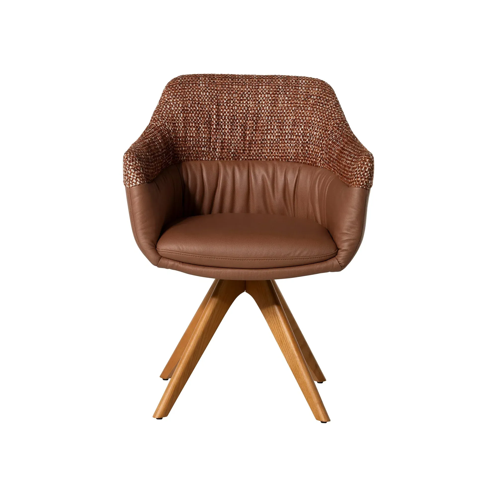Dixon Swivel Dining Chair High Arm - Brown, Fabric