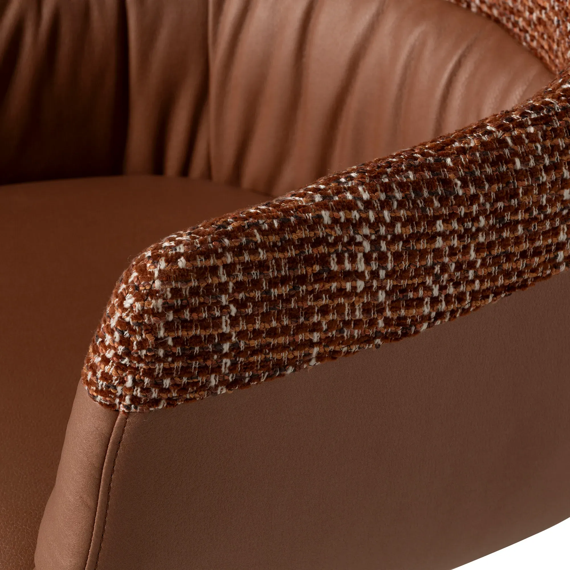 Dixon Swivel Dining Chair High Arm - Brown, Fabric