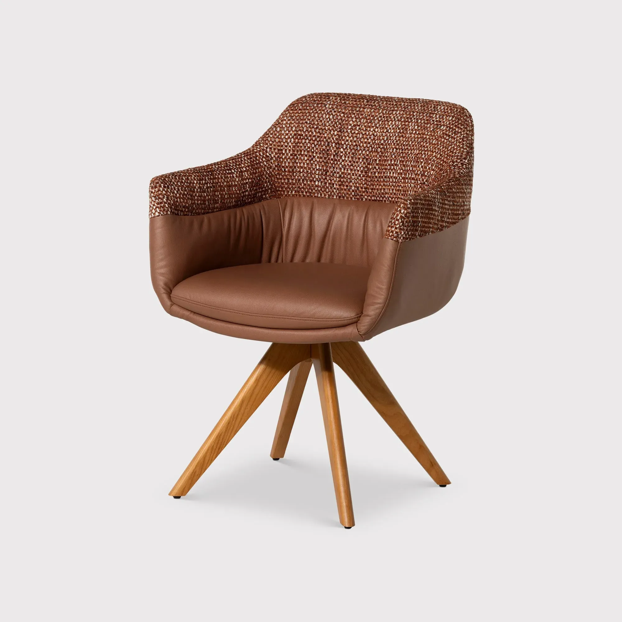 Dixon Swivel Dining Chair High Arm - Brown, Fabric image