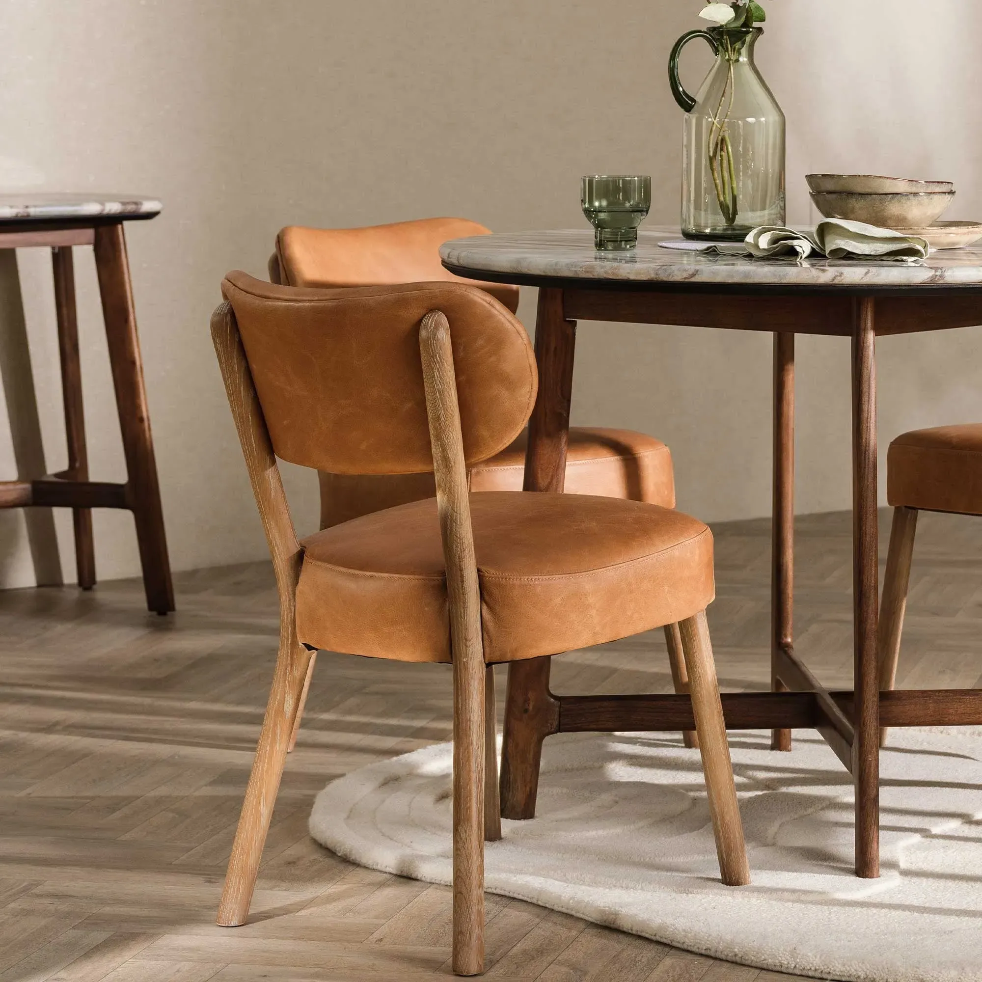 Dove Dining Chair - Brown, Leather