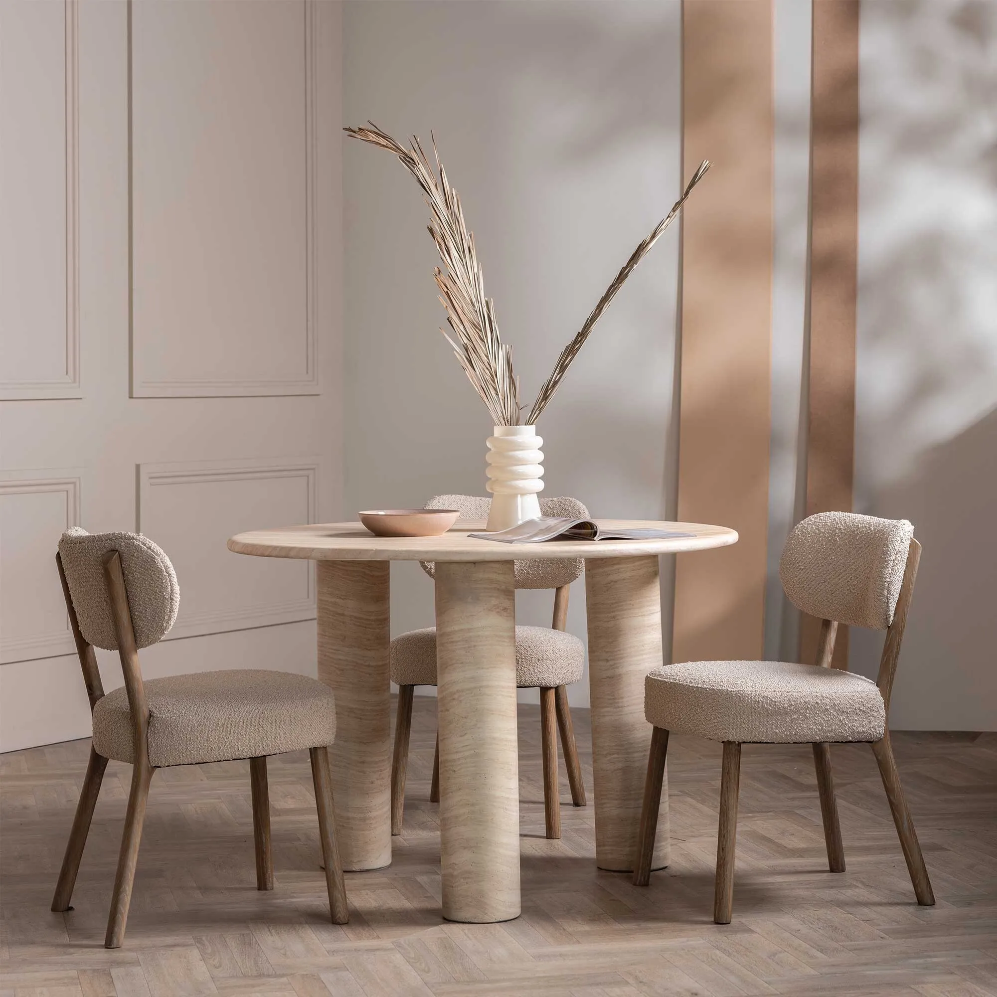 Dove Dining Chair - Neutral, Boucle