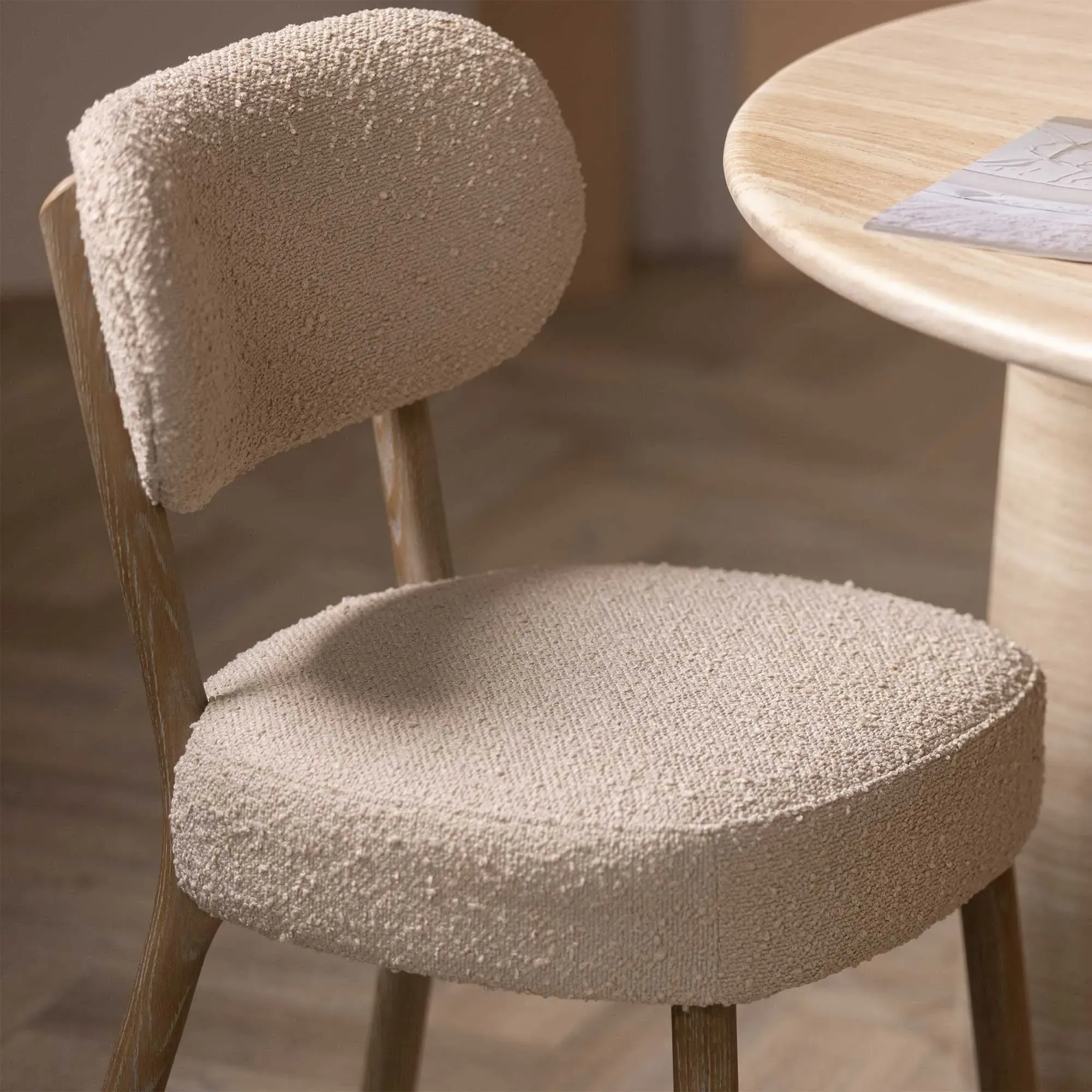 Dove Dining Chair - Neutral, Boucle