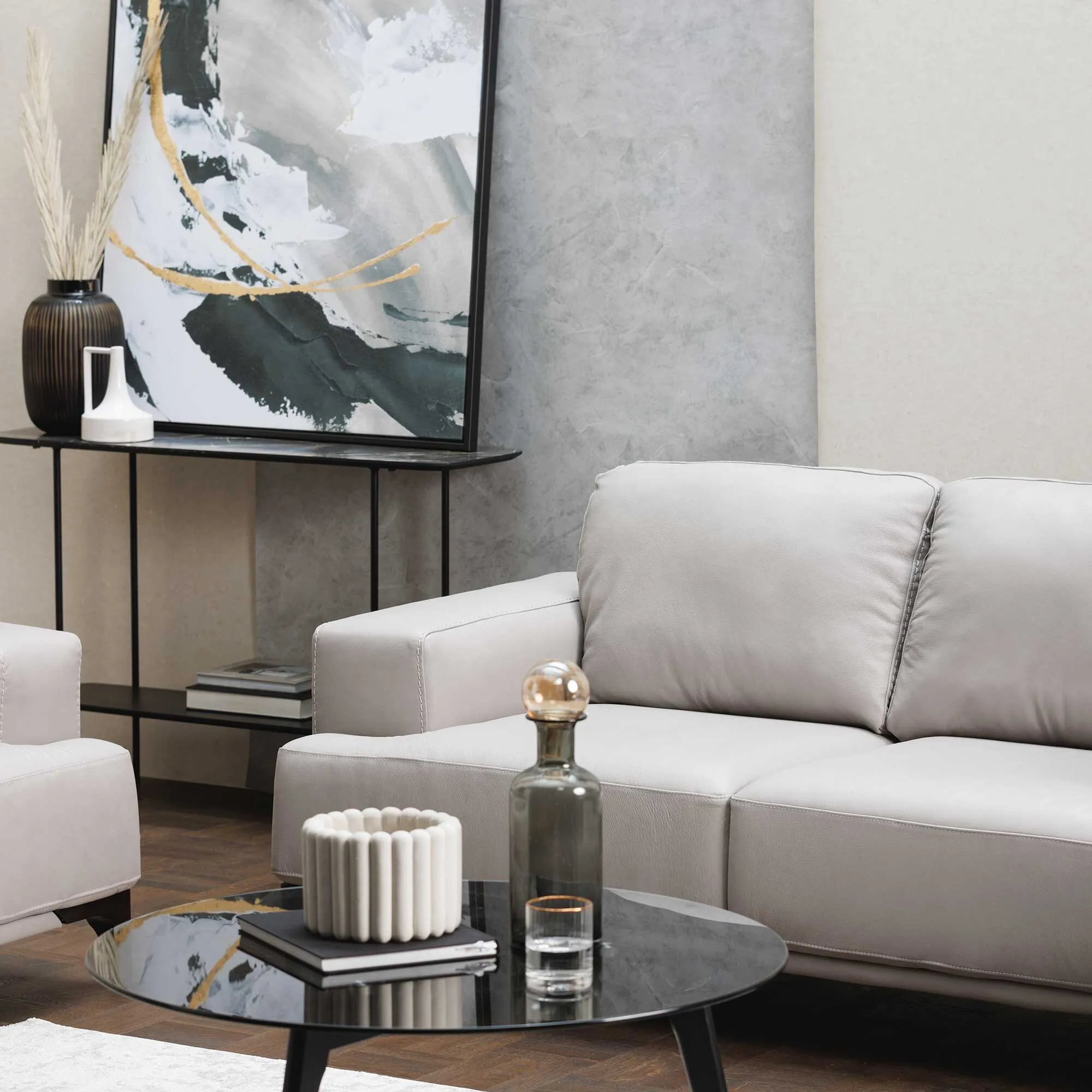 Draper Extra Large Sofa - Grey, Leather