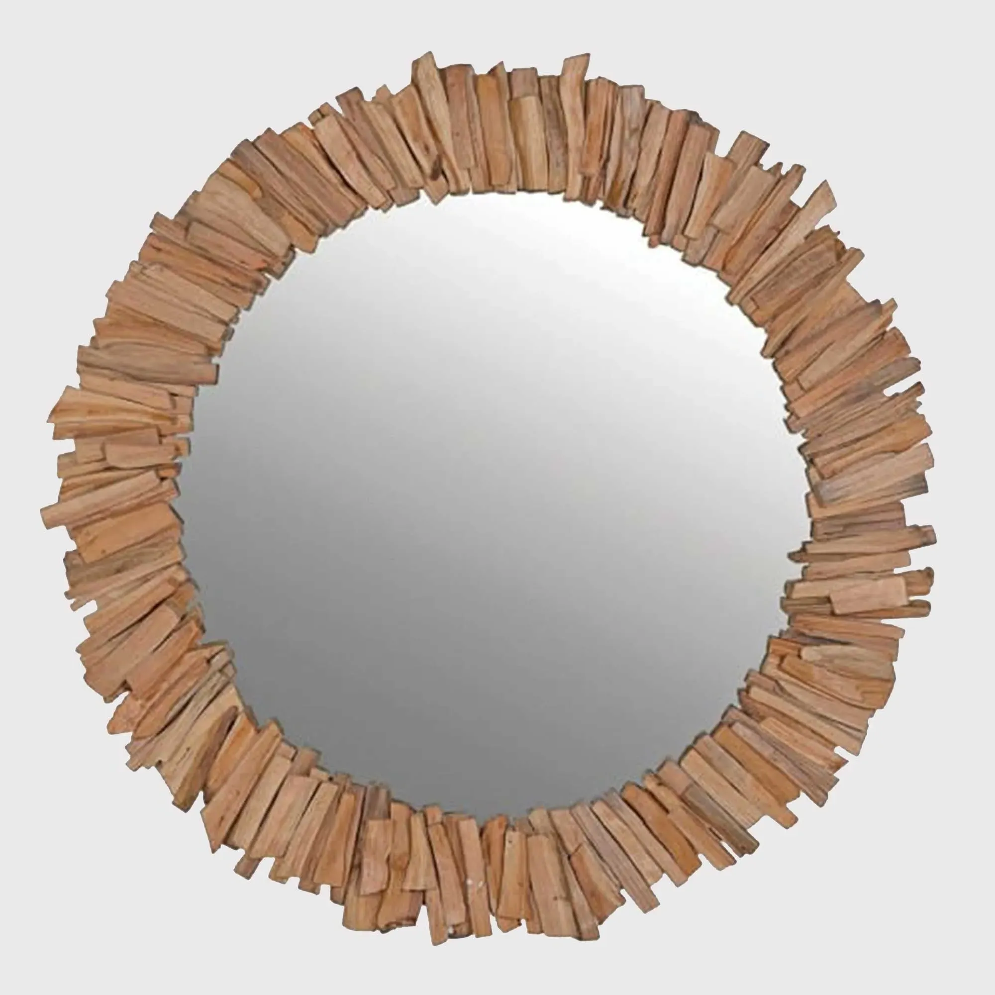 Driftwood Round Wall Mirror - Neutral, Fir Wood