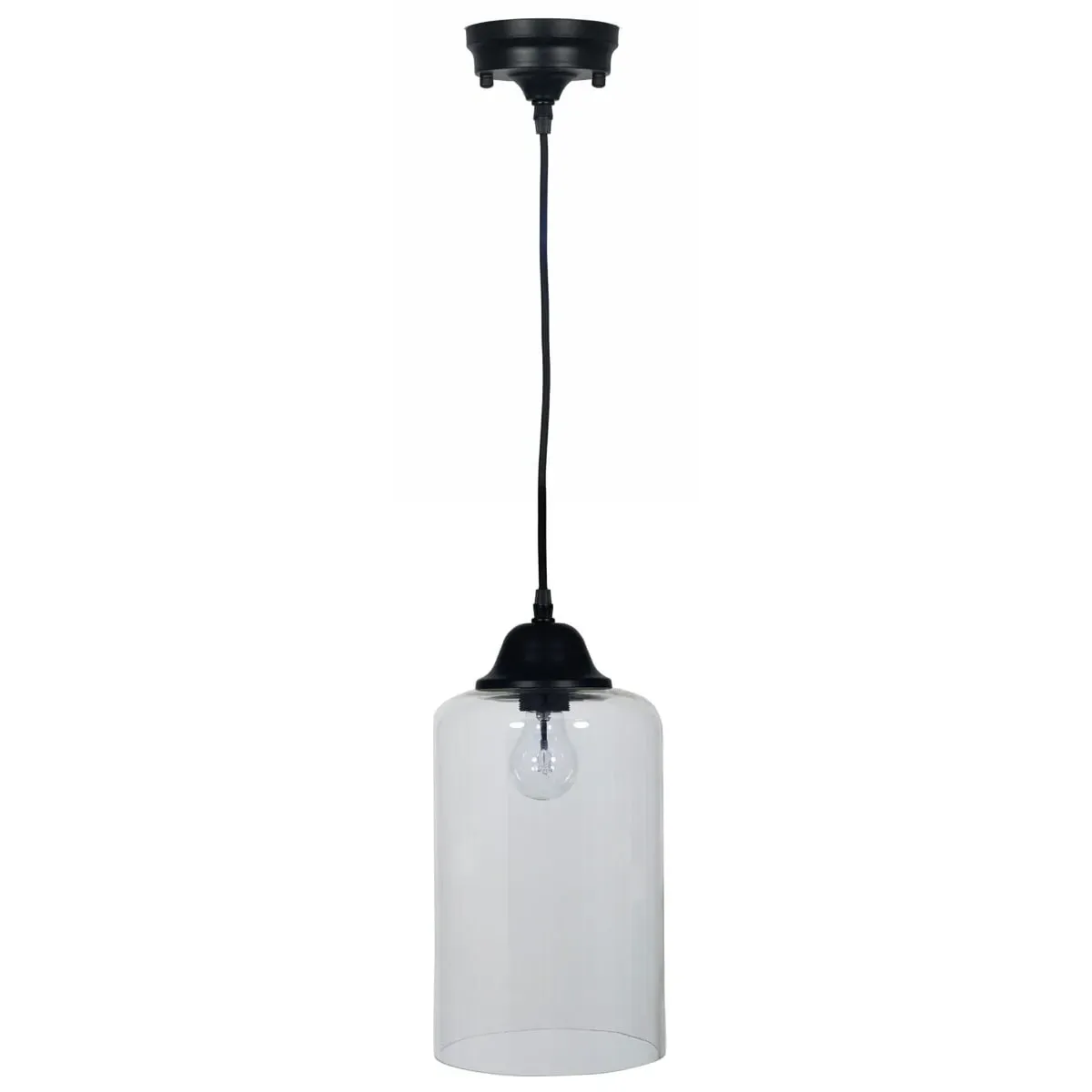 Drop Pendant Light - Black, Clear Glass