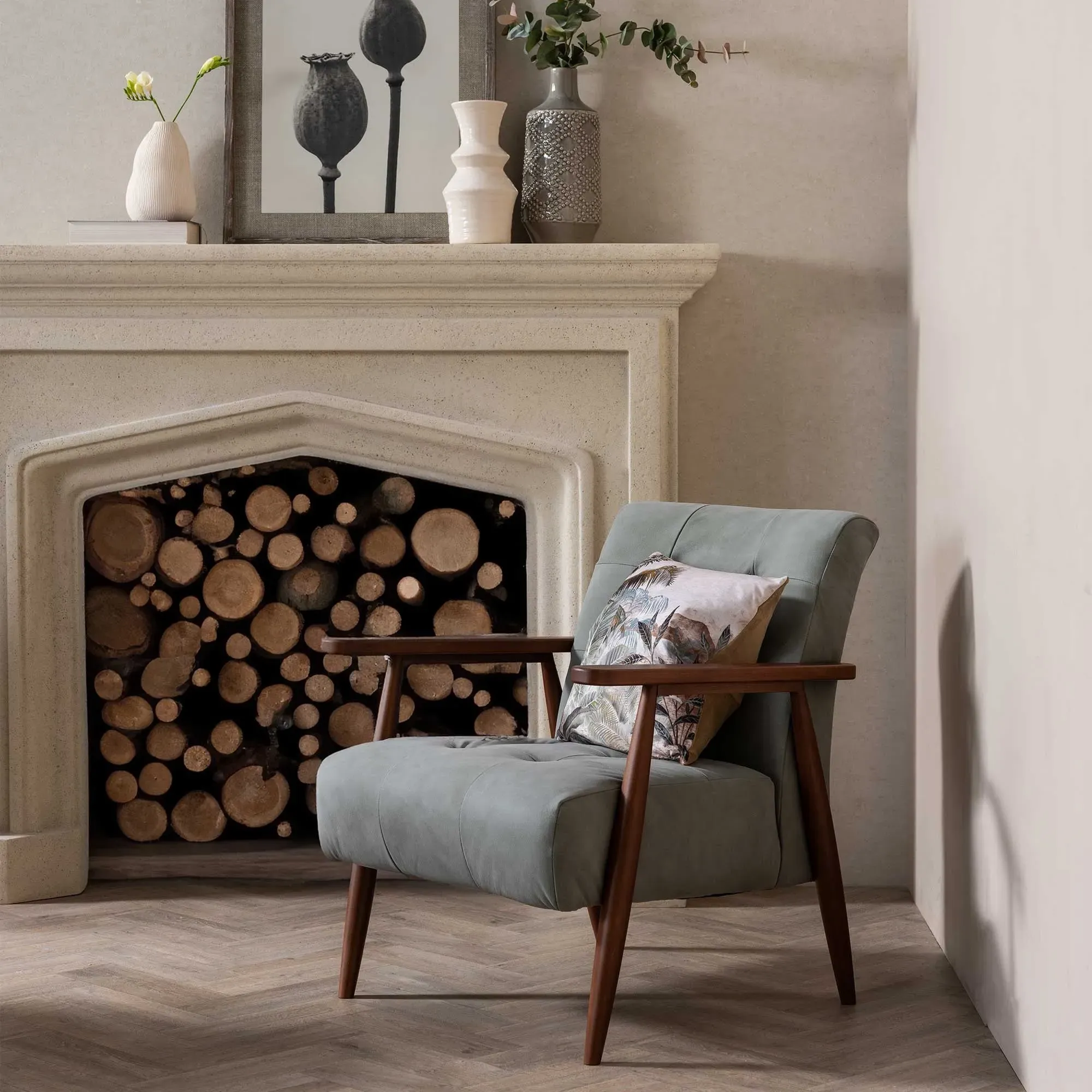 Duffy Accent Chair - Green, Leather