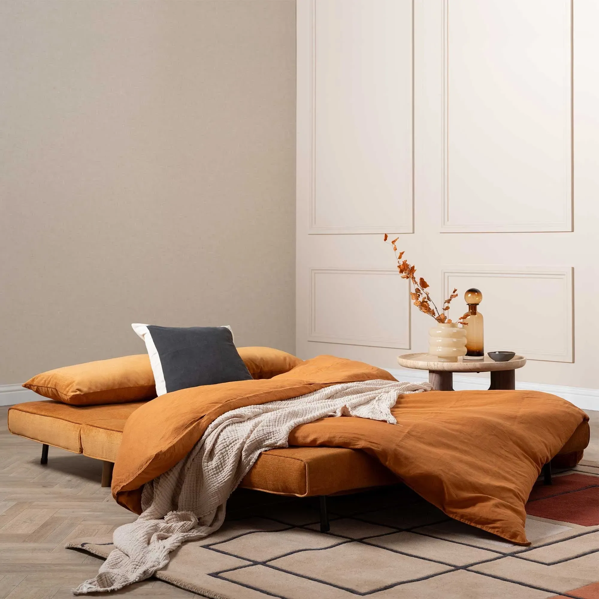 Efren Sofa Bed - Orange, Fabric