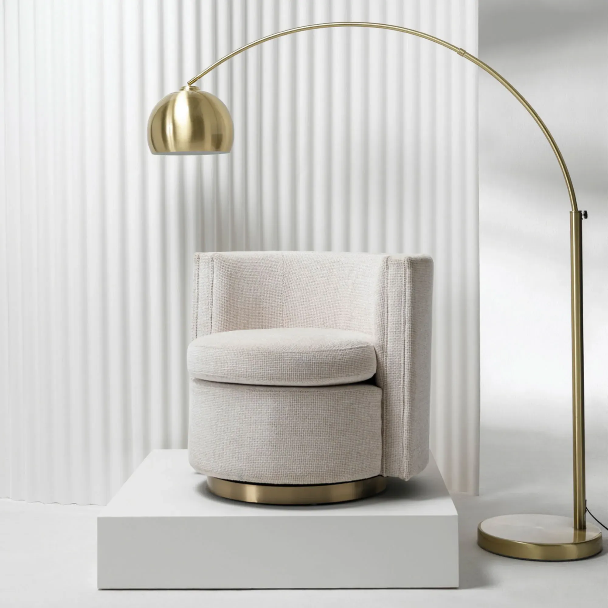 Eichholtz Amanda Lyssa Swivel Armchair - Off-White, Fabric