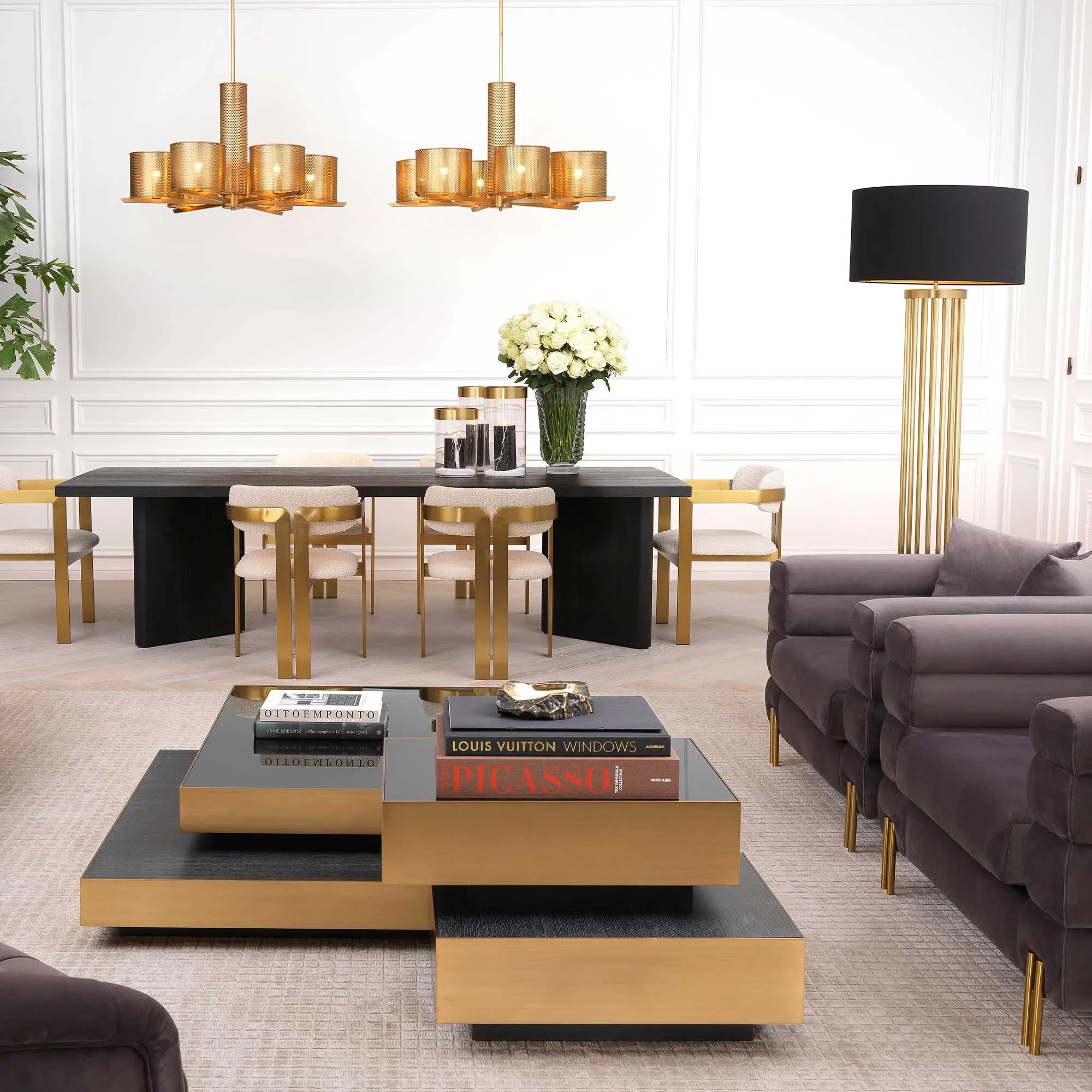 Eichholtz Condo Floor Lamp Including Shade - Gold, Metal