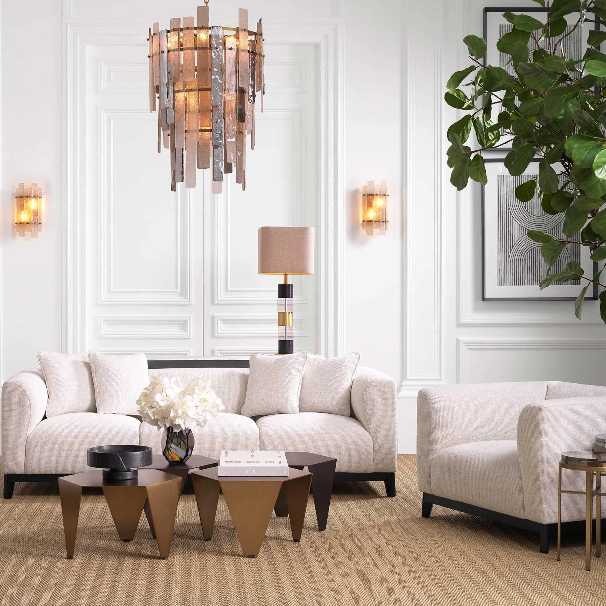 Eichholtz Corso Armchair - White, Fabric