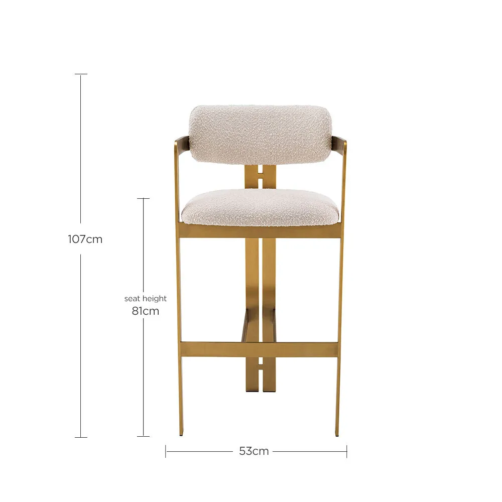 Eichholtz Donato Bar Dining Stool - Neutral, Boucle