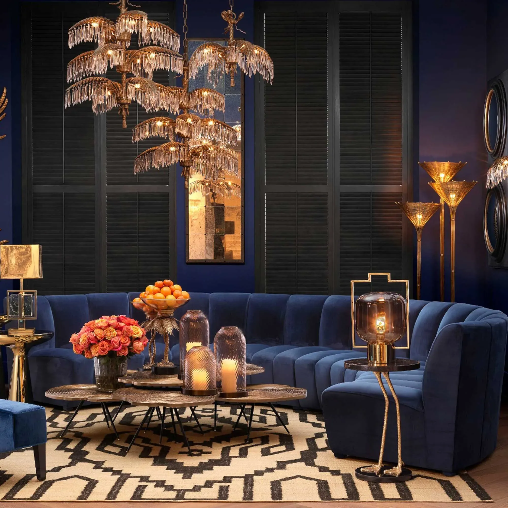 Eichholtz Lando Corner Sofa - Blue, Fabric