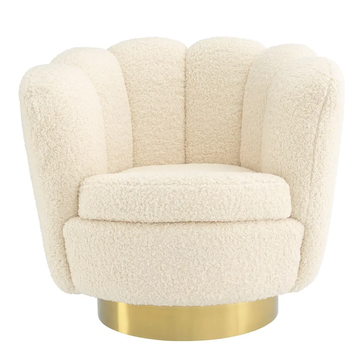 Eichholtz Mirage Swivel Armchair - White, Faux Shearling