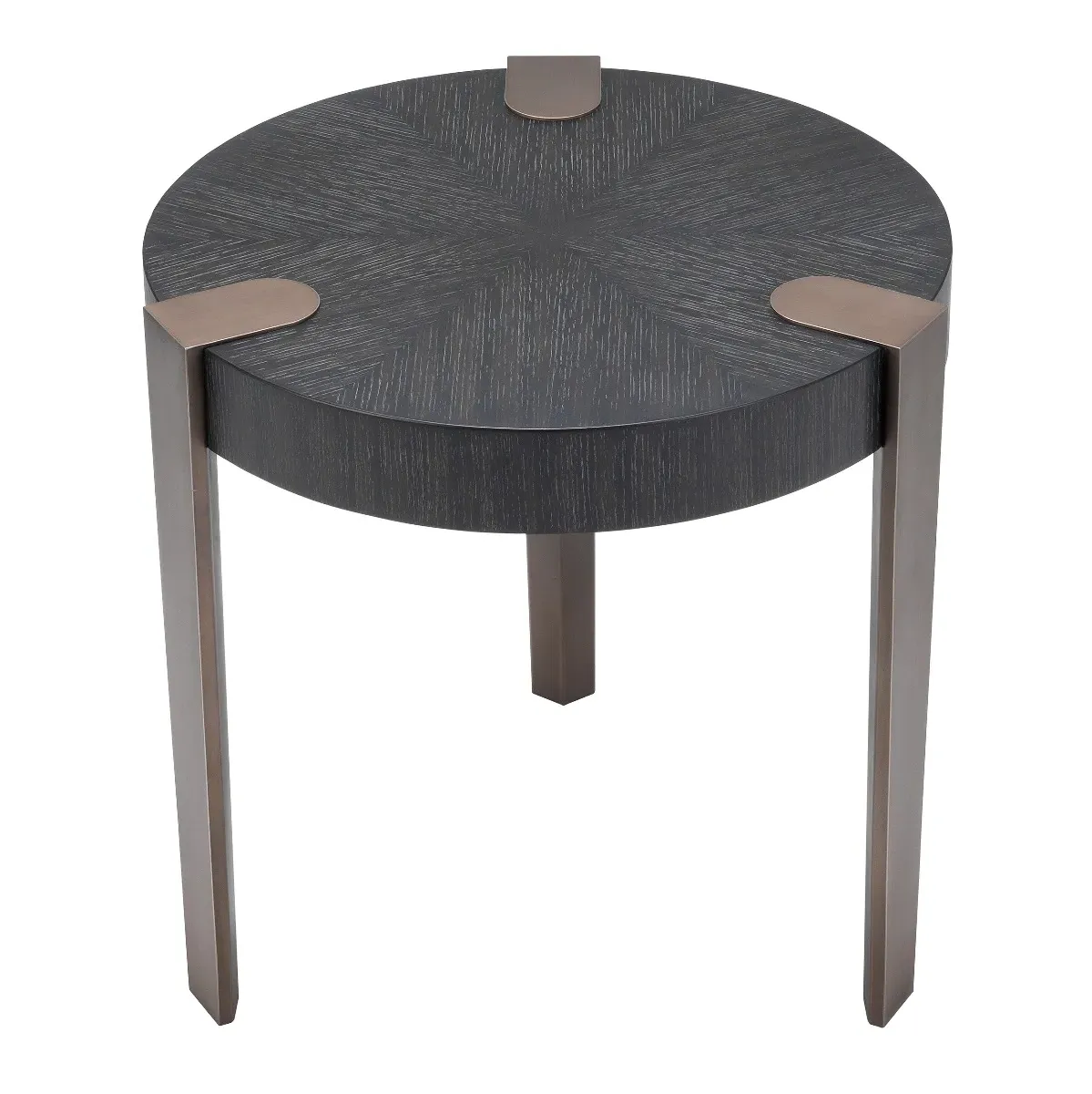 Eichholtz Oxnard Round Side Table - Charcoal Grey, Oak Veneer