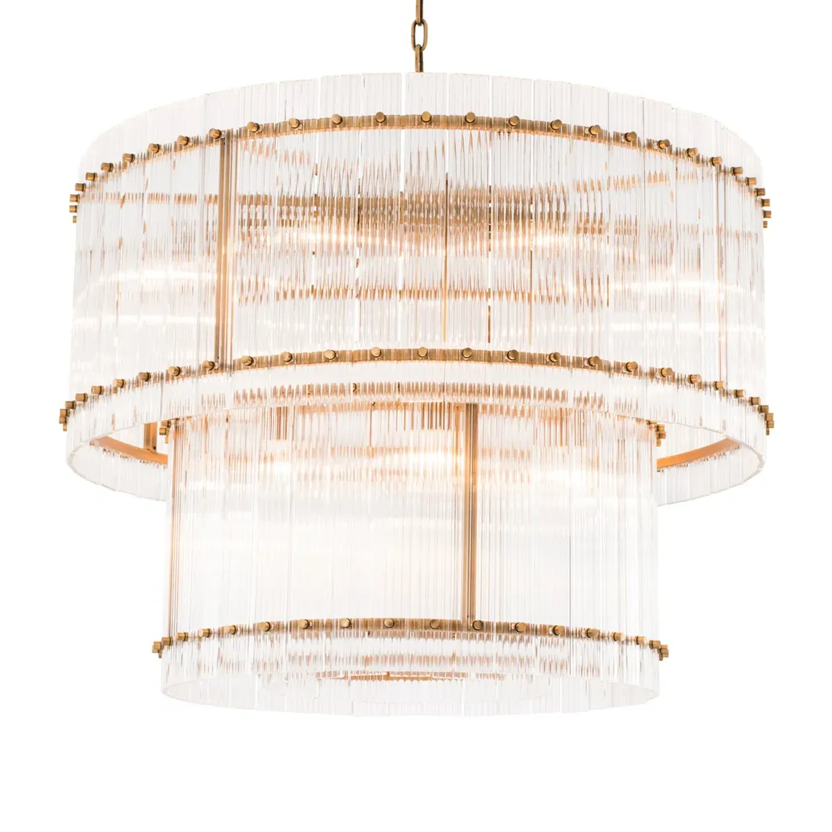 Eichholtz Ruby L Chandelier - Antique Brass, Glass