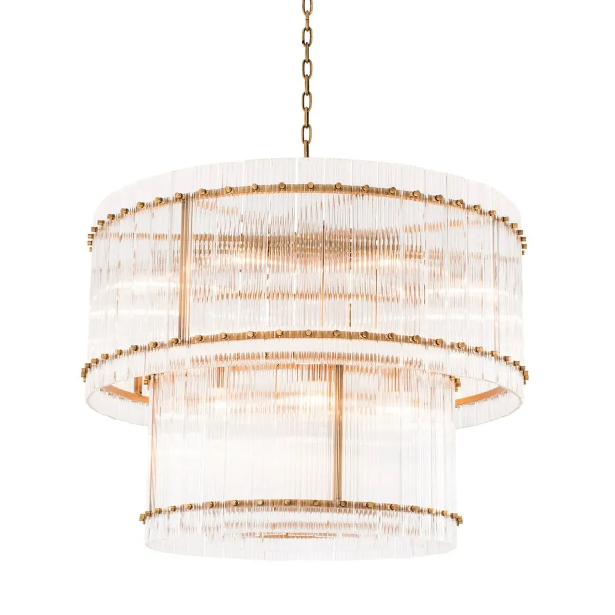 Eichholtz Ruby L Chandelier - Antique Brass, Glass