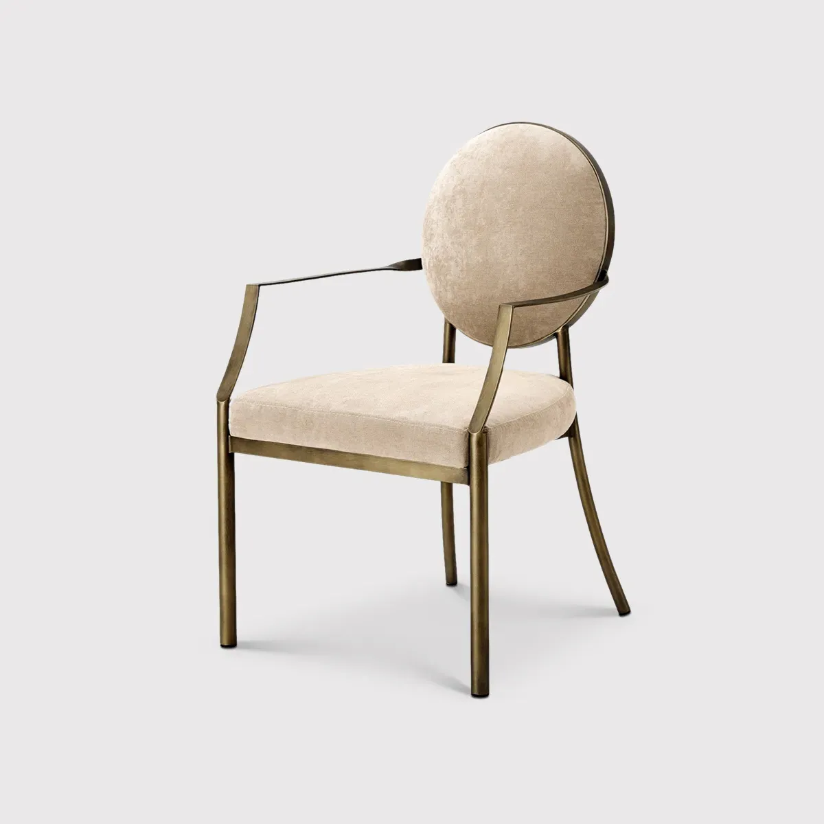 Eichholtz Scribe Dining Chair with Arms - Neutral, Velvet