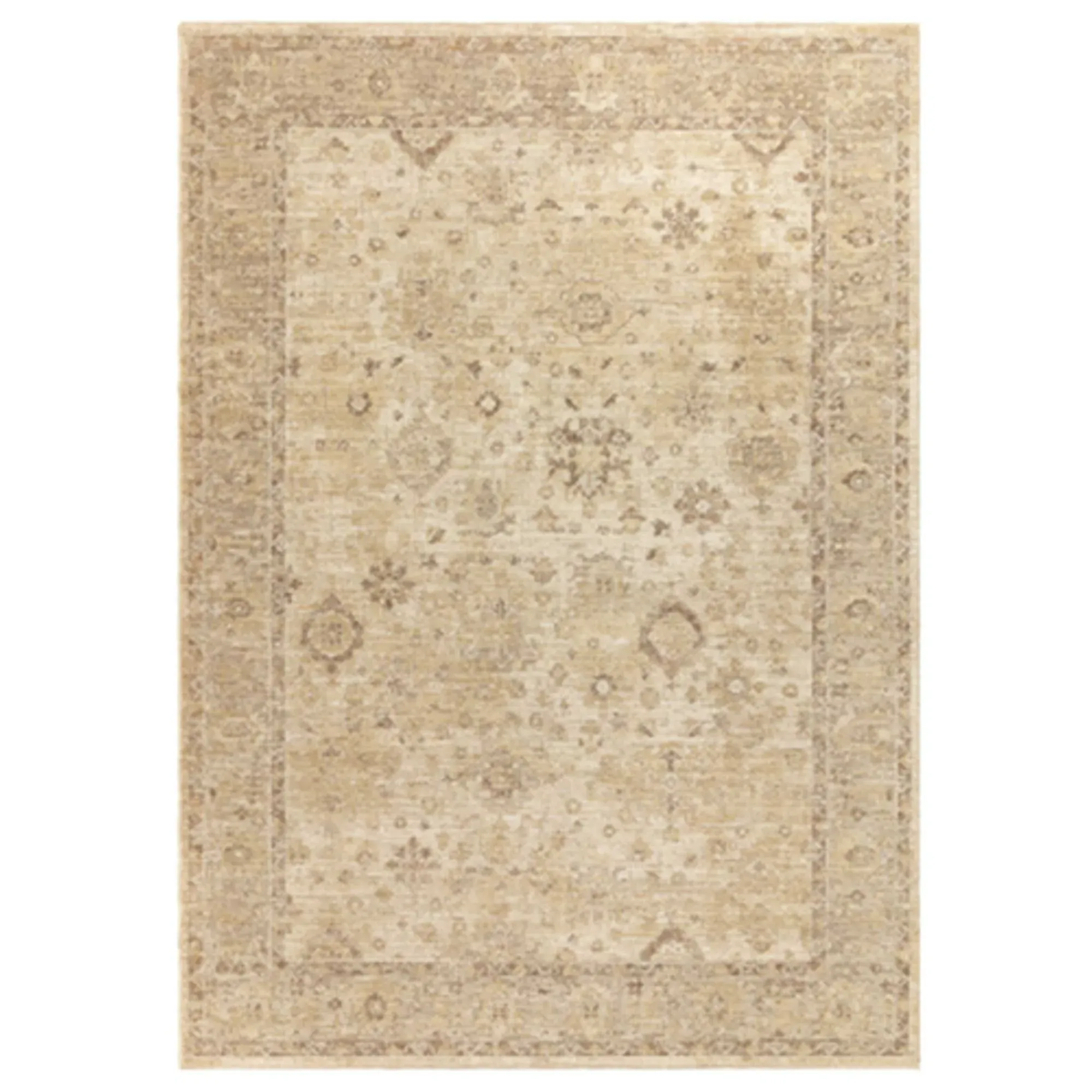 Elaris Ornate Beige Square Rug - Neutral, Polyester