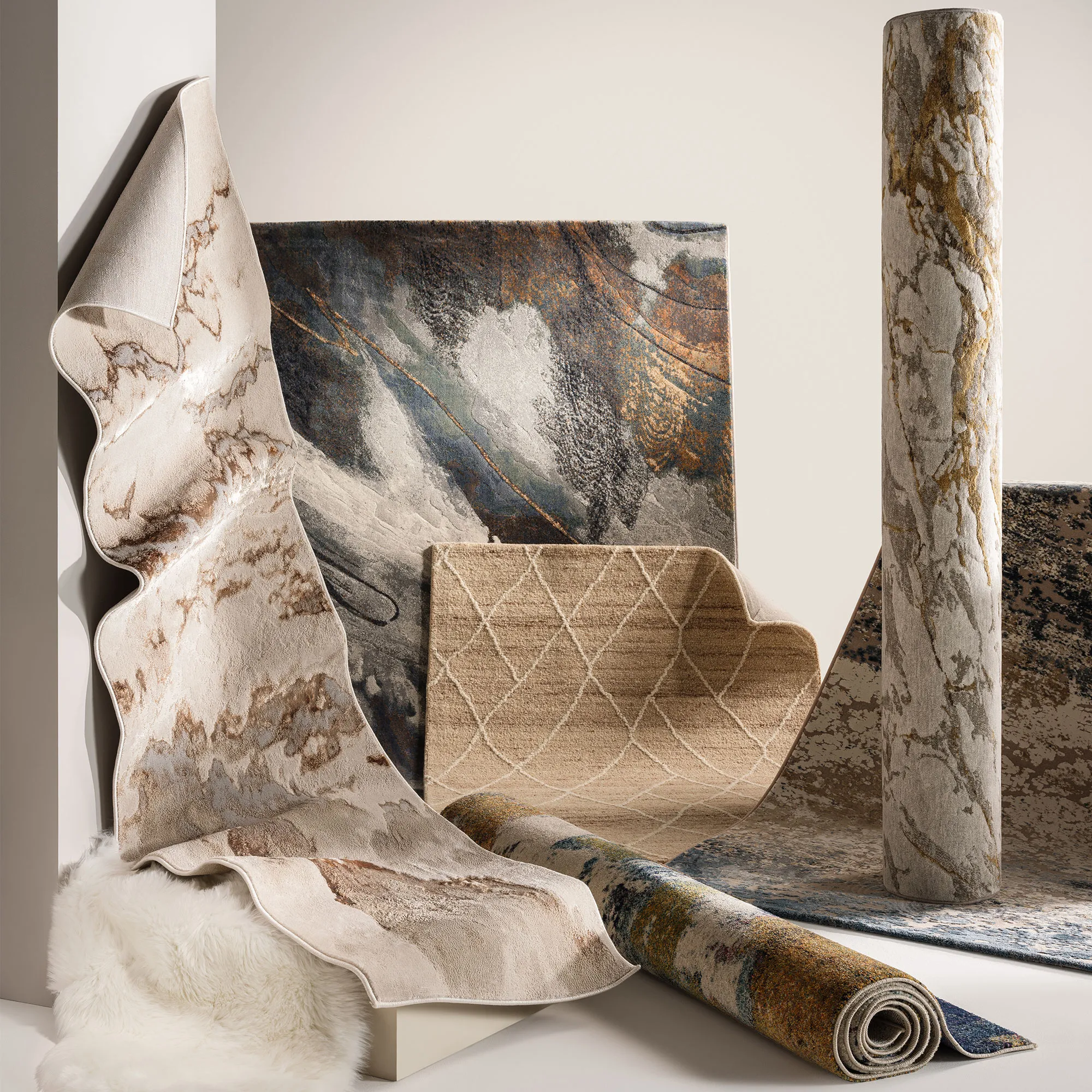 Elin Square Rug - Natural, Wool