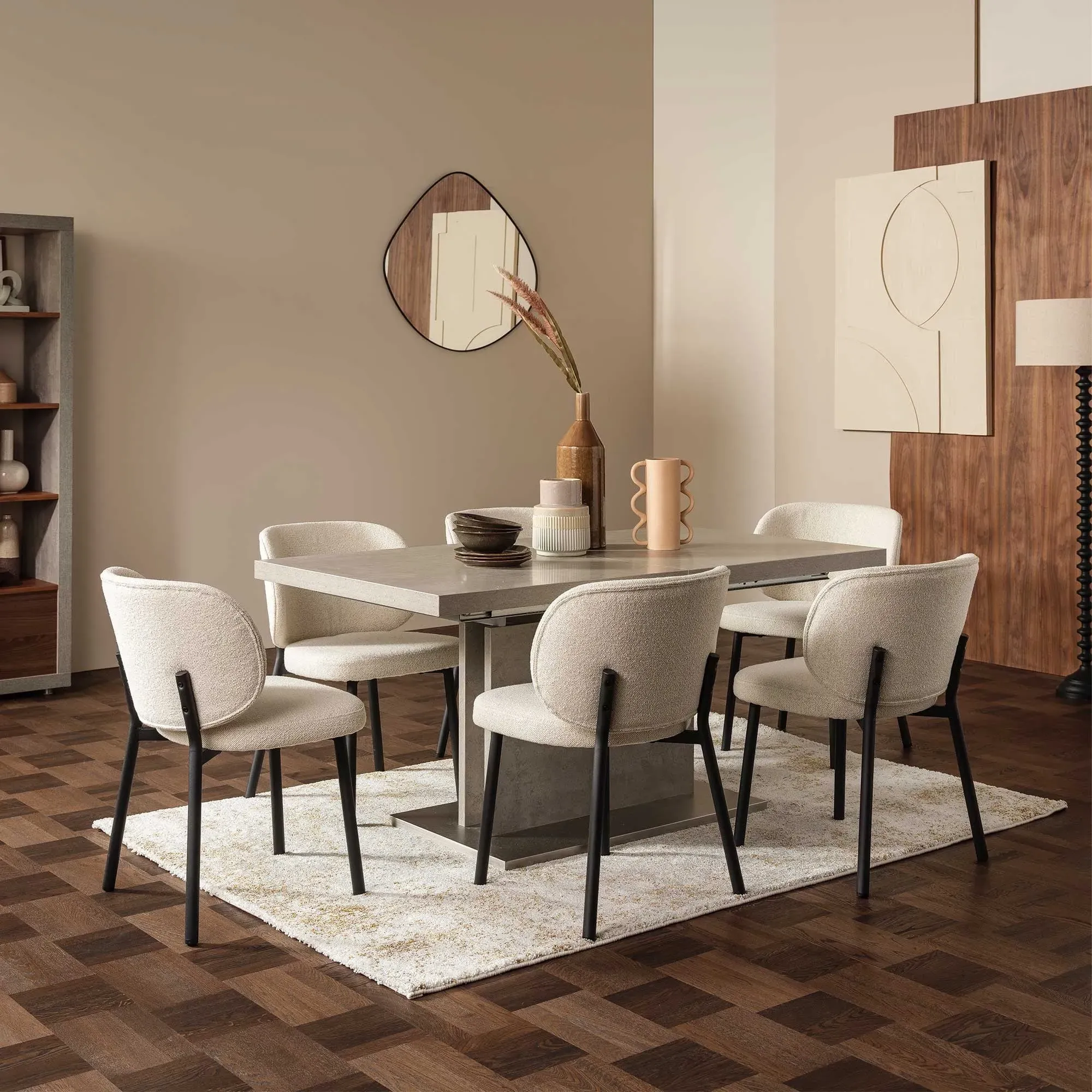 Elodie Dining Chair - Neutral, Boucle