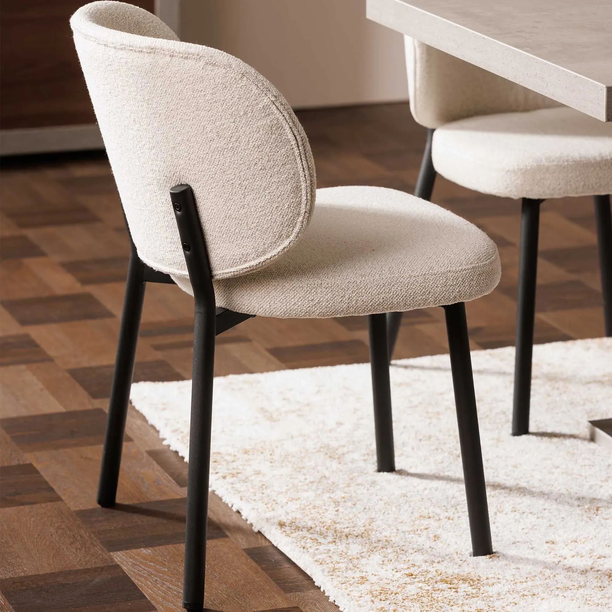 Elodie Dining Chair - Neutral, Boucle