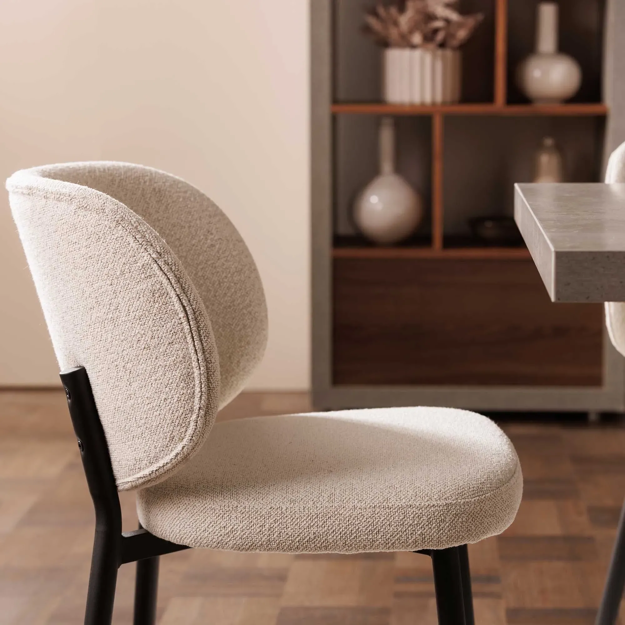 Elodie Dining Chair - Neutral, Boucle