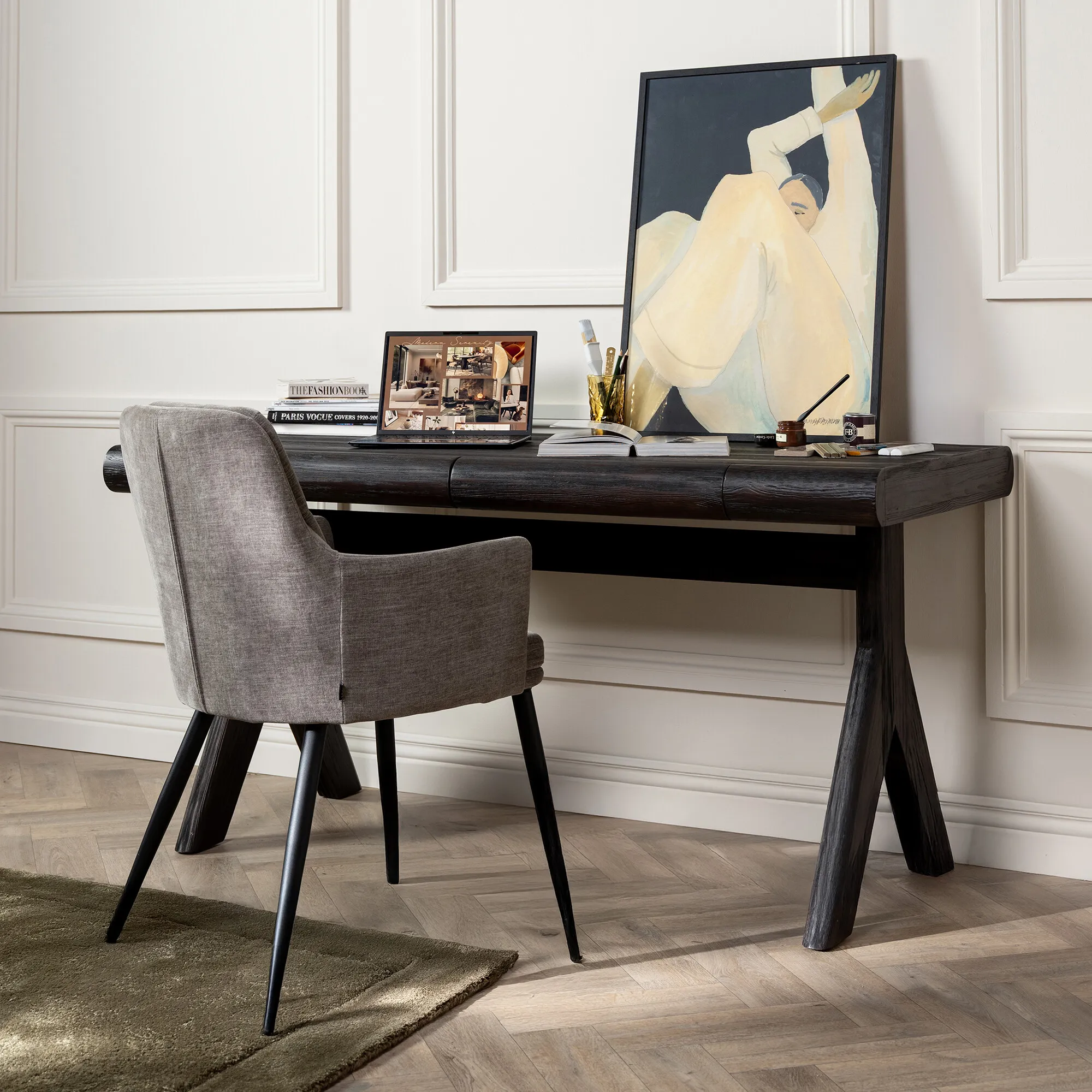 Elstow Desk - Brown, Pine Wood