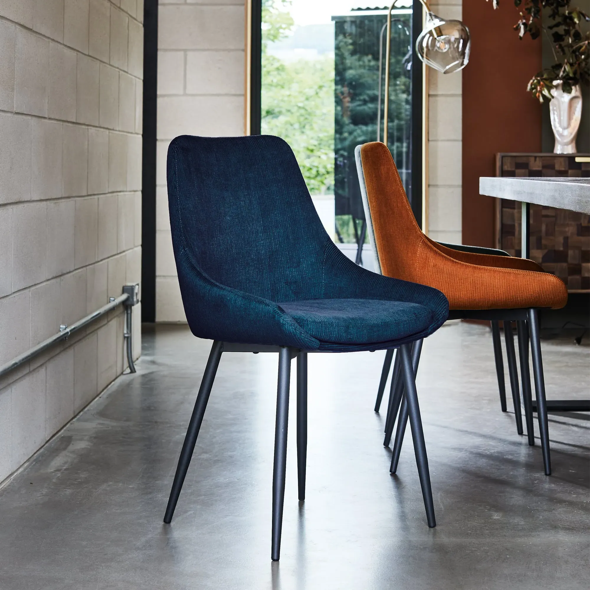 Emmett Dining Chair - Blue, Fabric