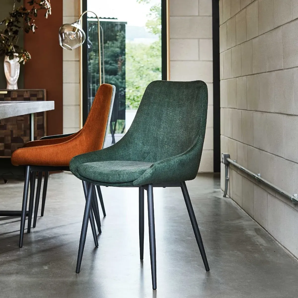 Emmett Dining Chair - Green, Fabric