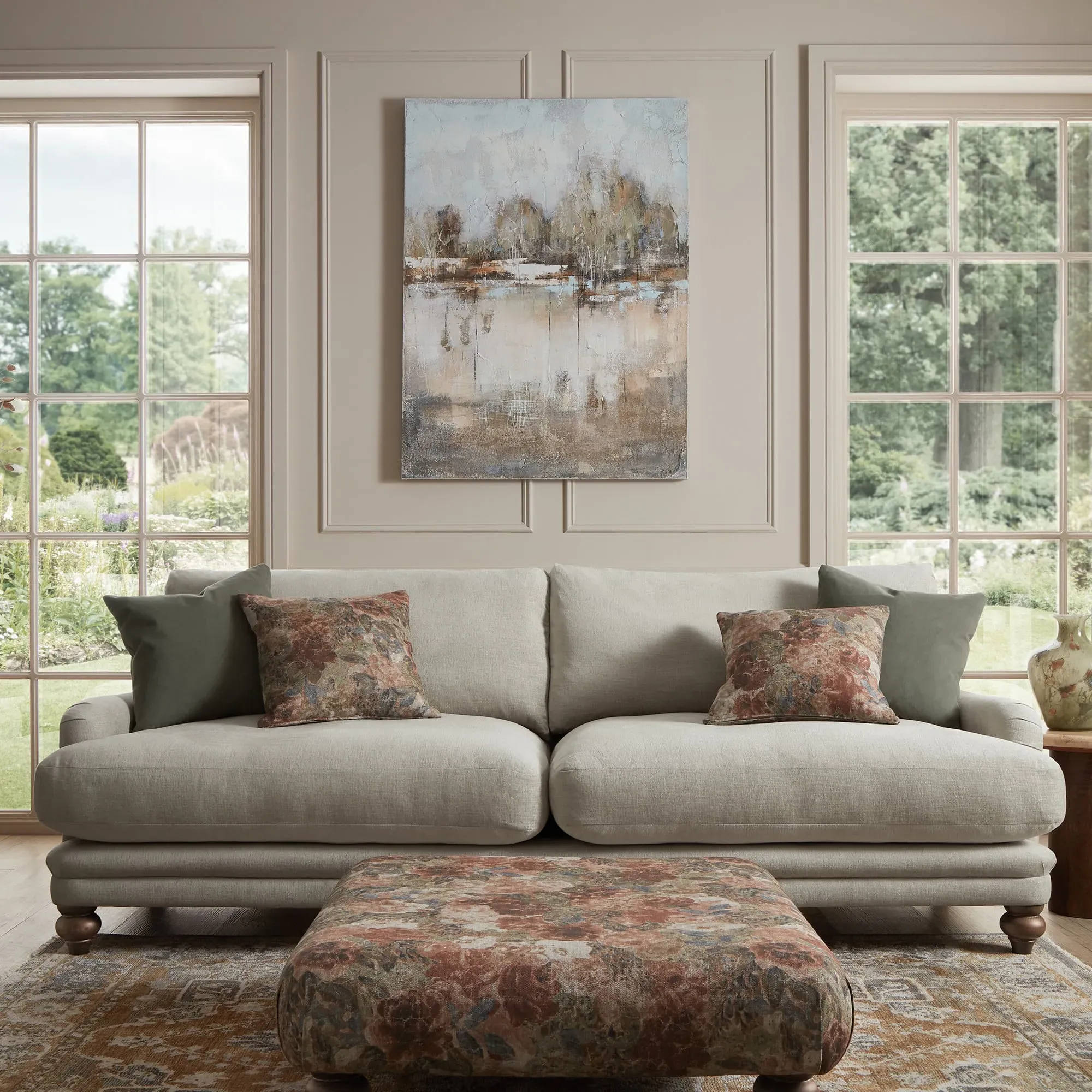 English Heritage Rosa Extra Large Sofa - Brown, Fabric