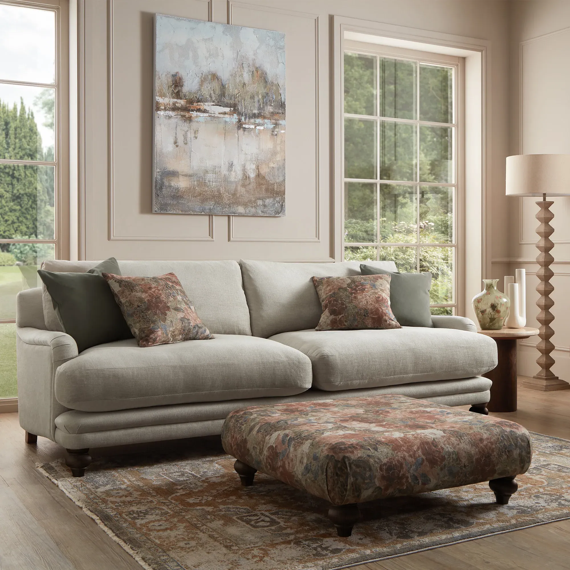 English Heritage Rosa Extra Large Sofa - Brown, Fabric