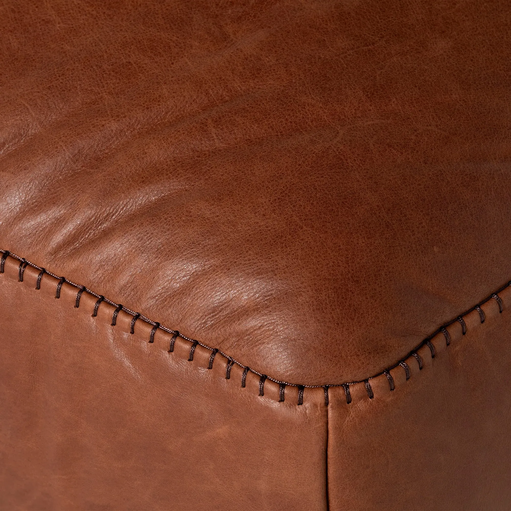 Epping Footstool - Brown, Leather