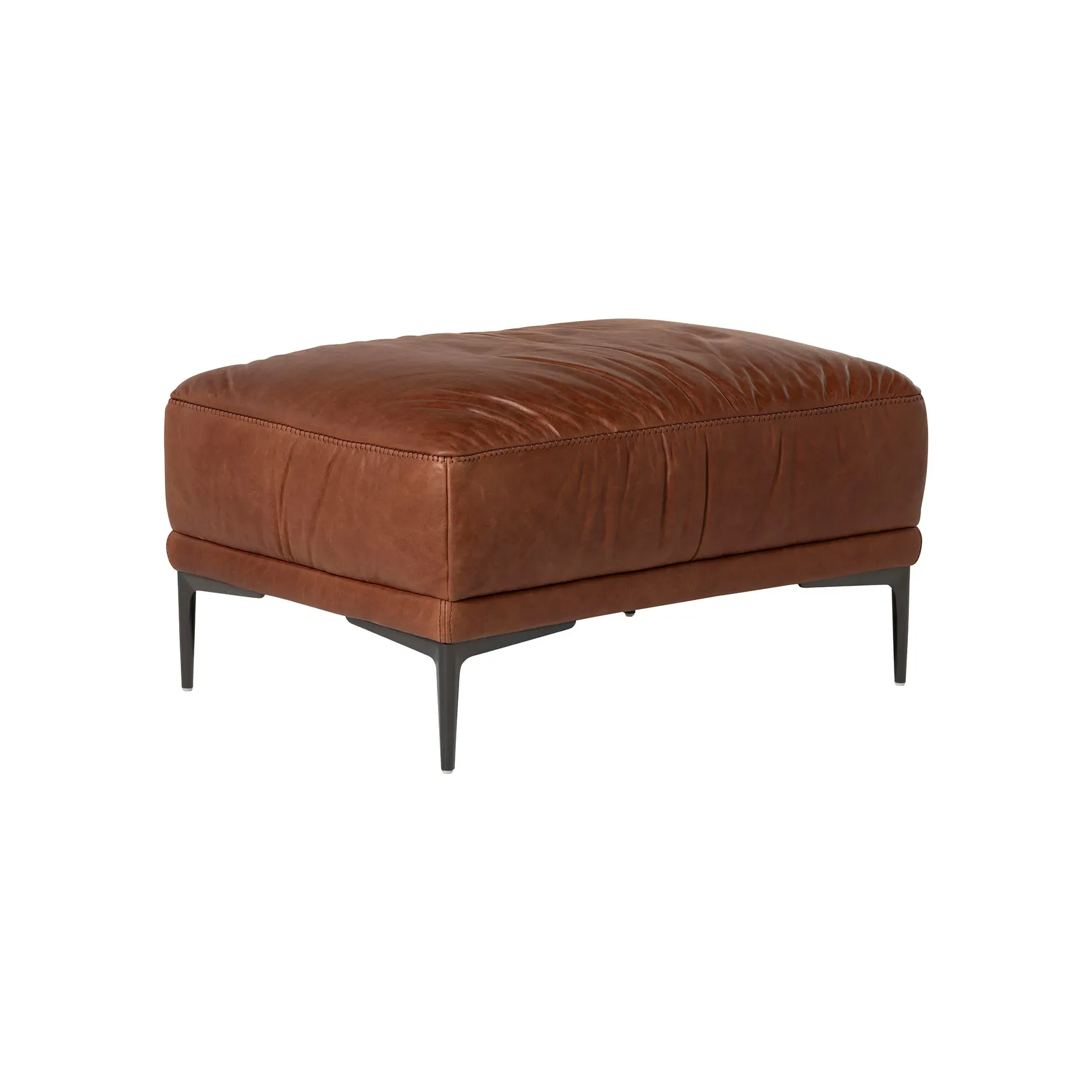 Epping Footstool - Brown, Leather