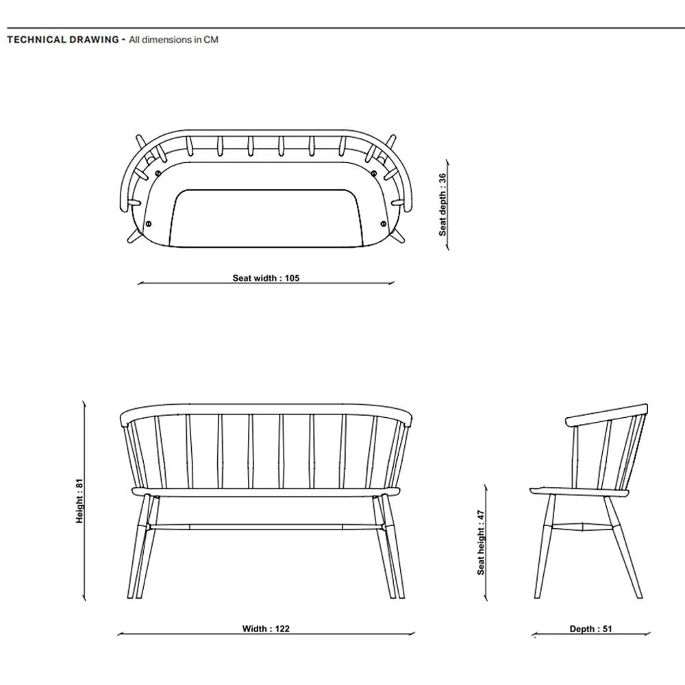 Ercol Heritage Loveseat Sofa - Neutral, Oak
