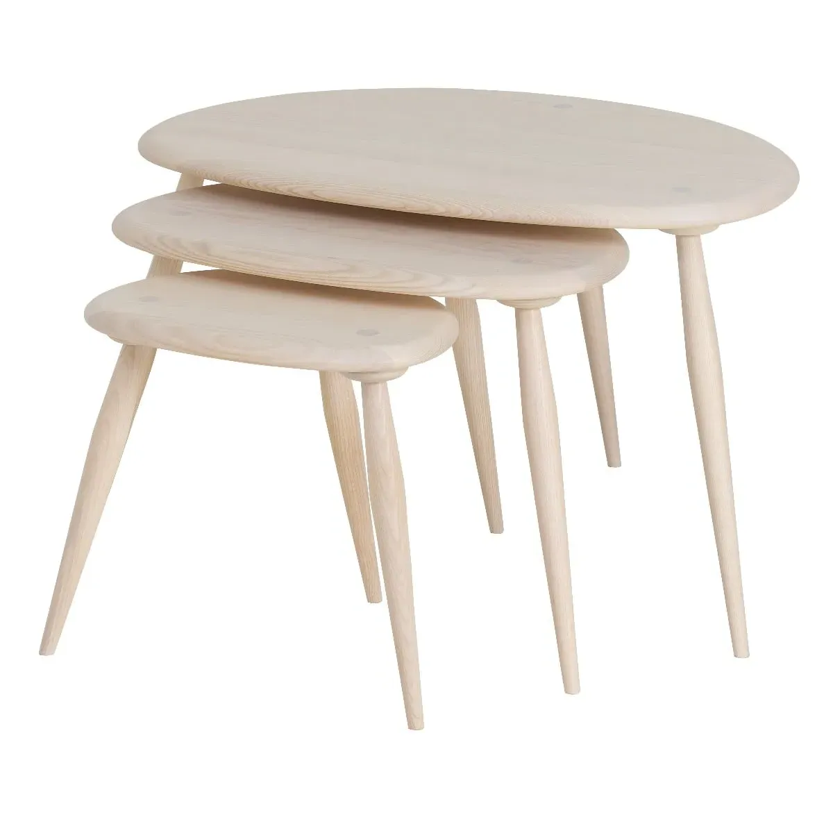 Ercol Pebble Round Nest of Tables - Neutral, Ash