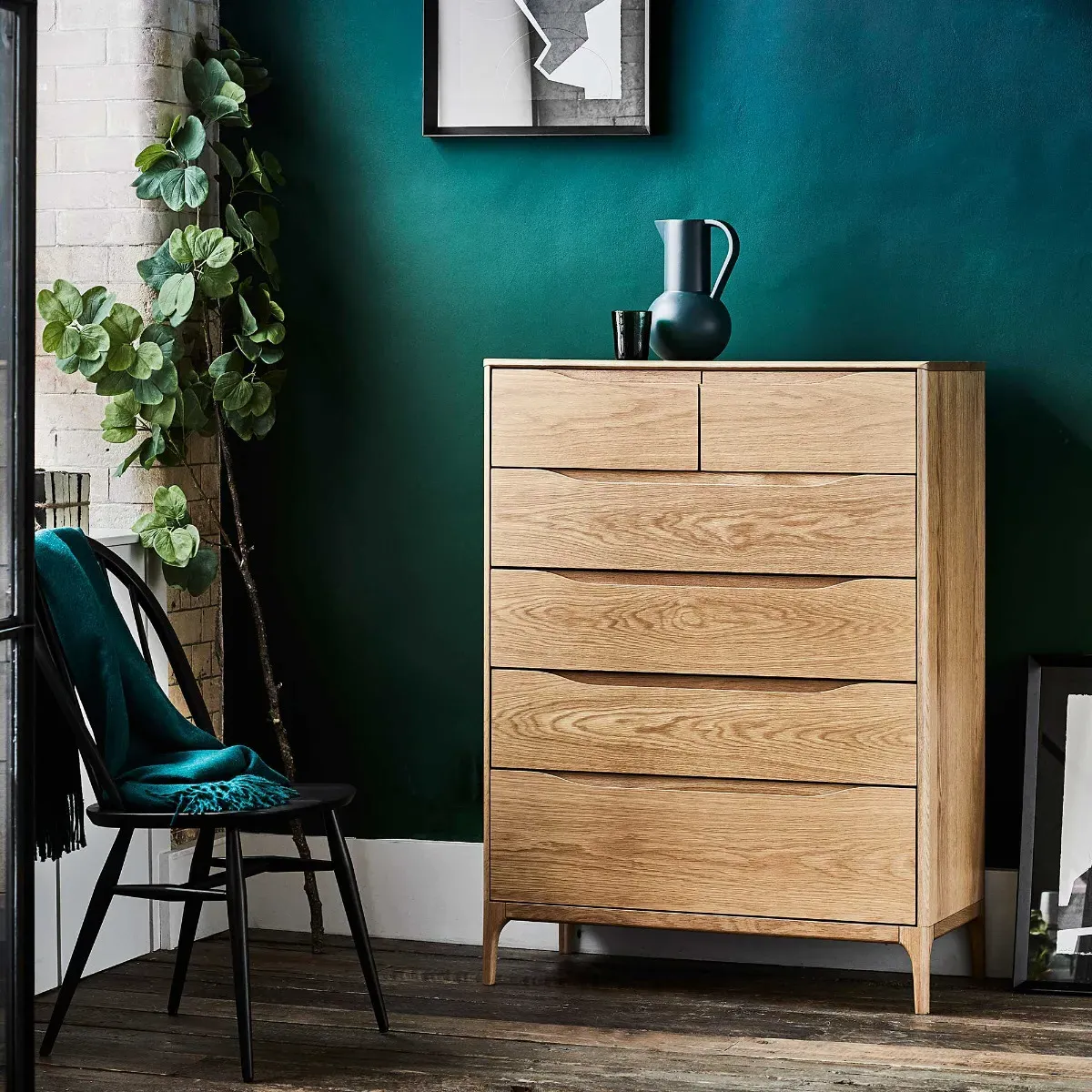 Ercol Rimini 6 Drawer Tall Wide Chest - Neutral, Oak