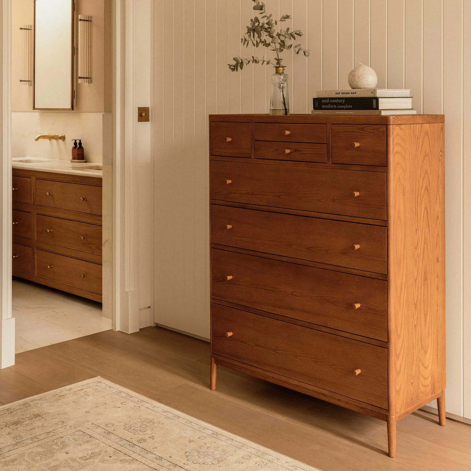 Ercol Salina 8 Drawer Tall Chest - Neutral, Ash