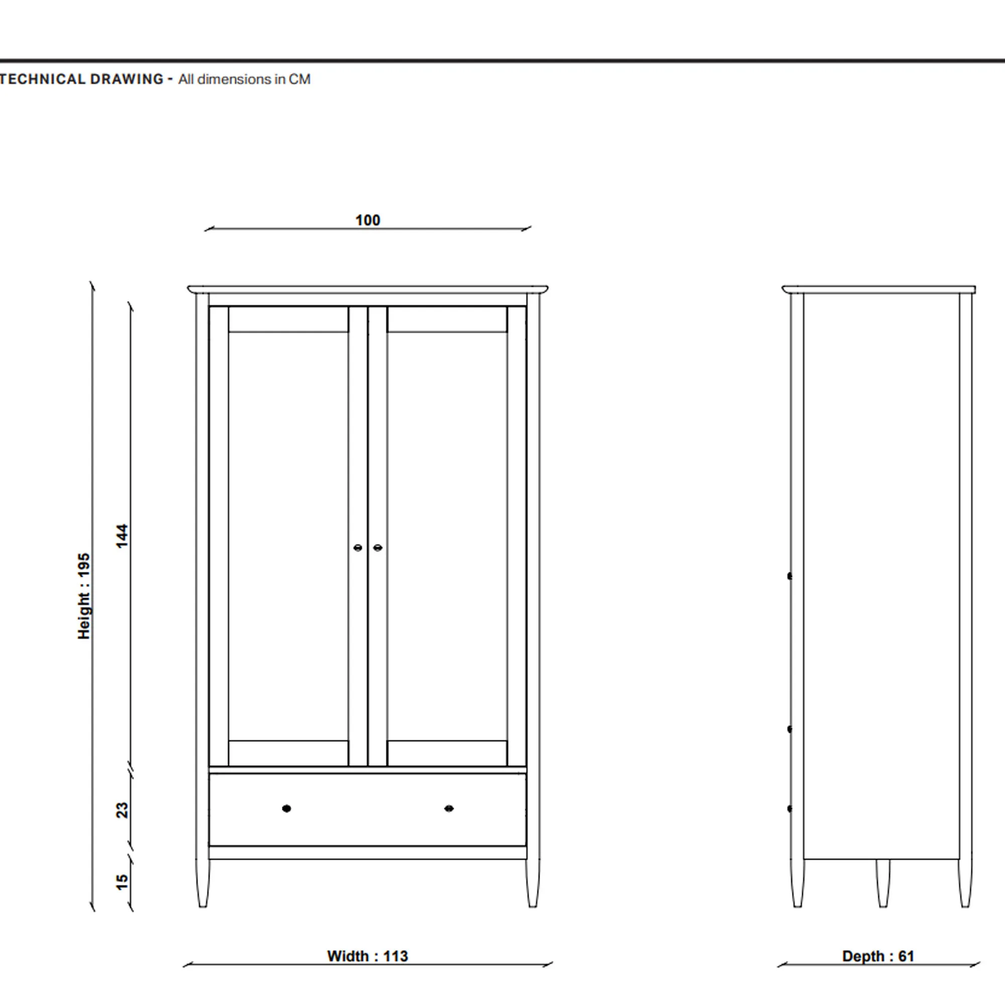 Ercol Teramo 2 Door Wardrobe - Brown, Oak