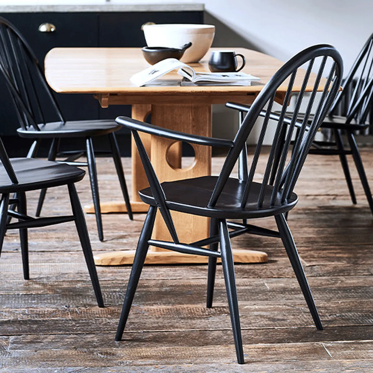 Ercol Windsor Dining Armchair - Black, Ash image