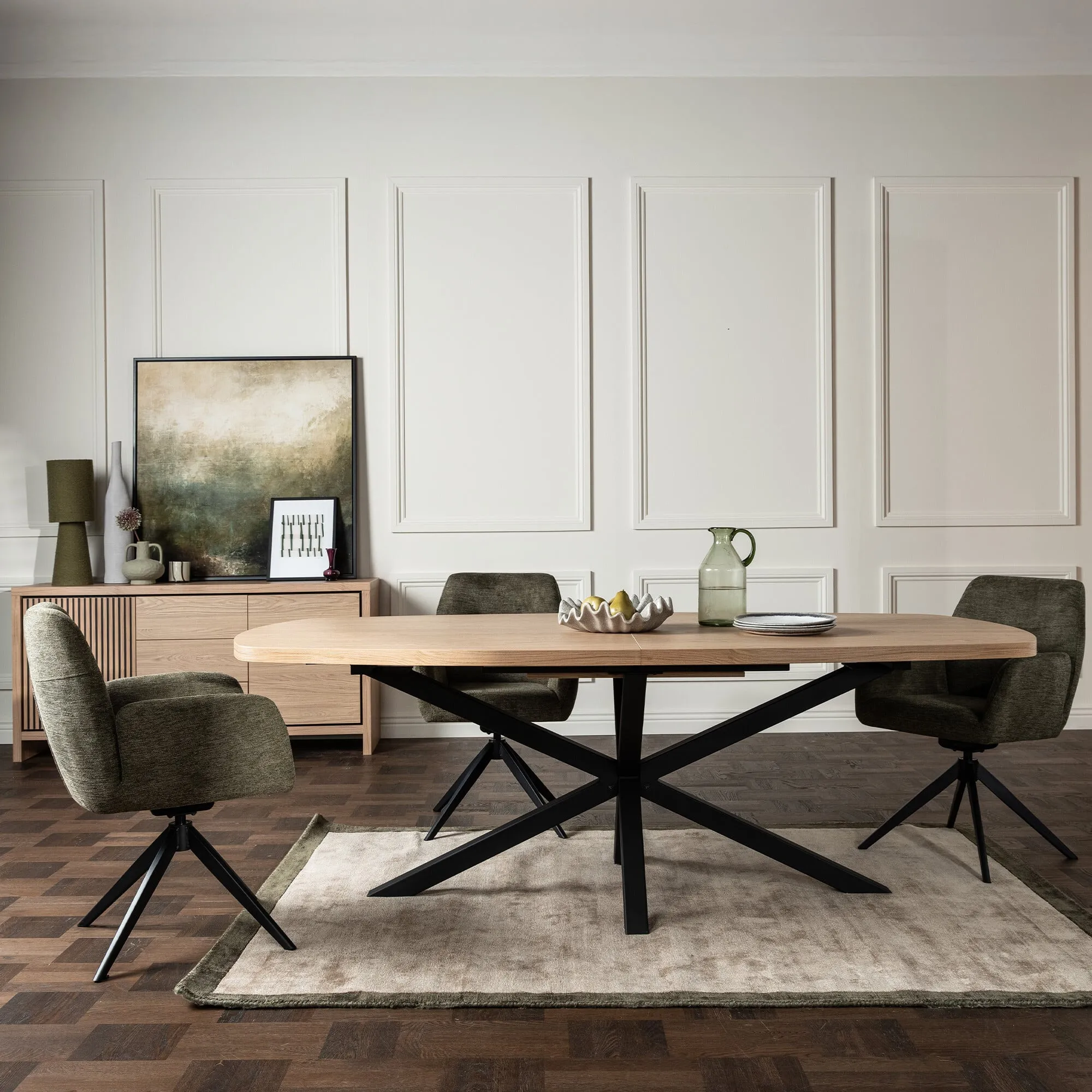 Erzen Extendable Round Dining Table - Neutral, Lamulux