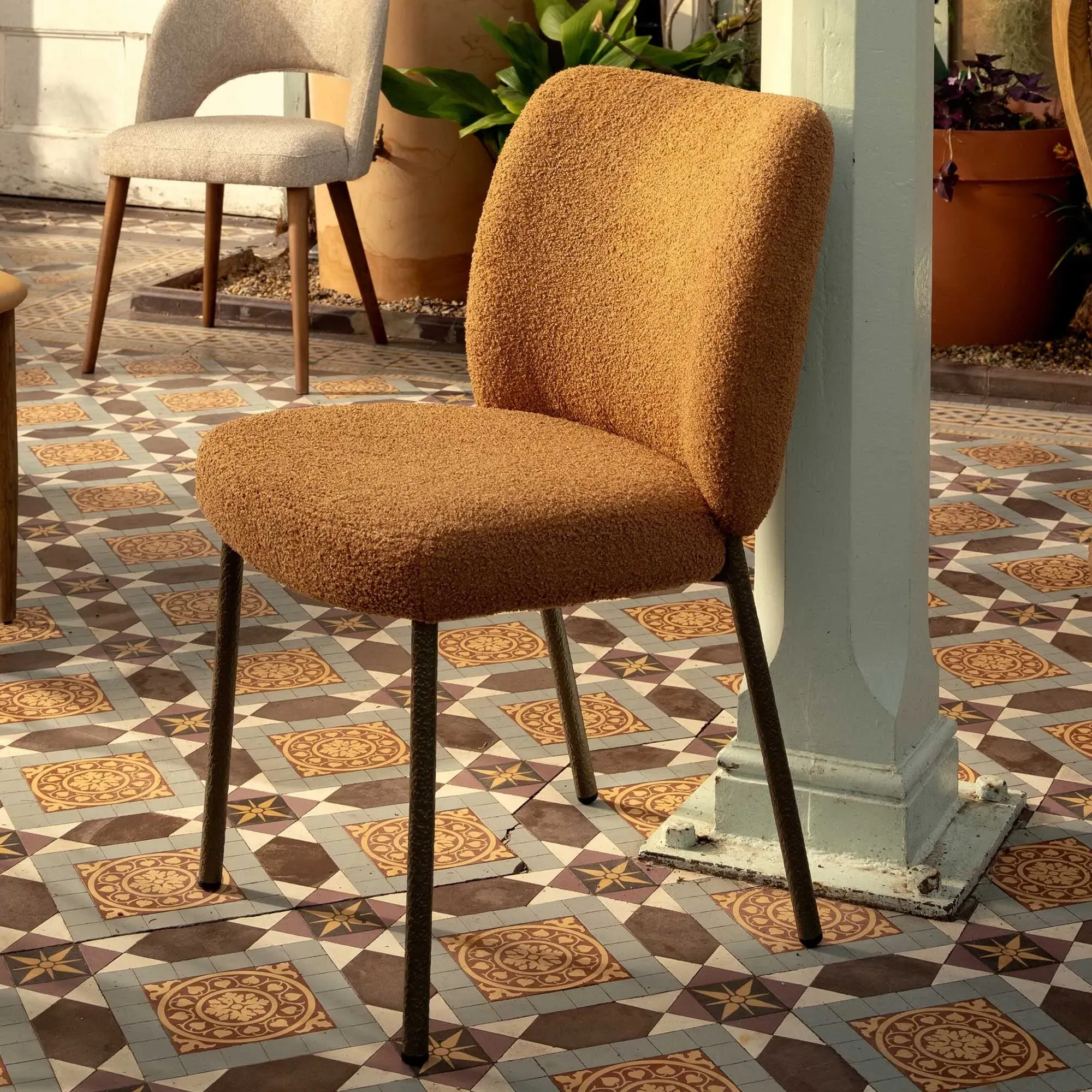 Estelle Dining Chair - Brown, Fabric