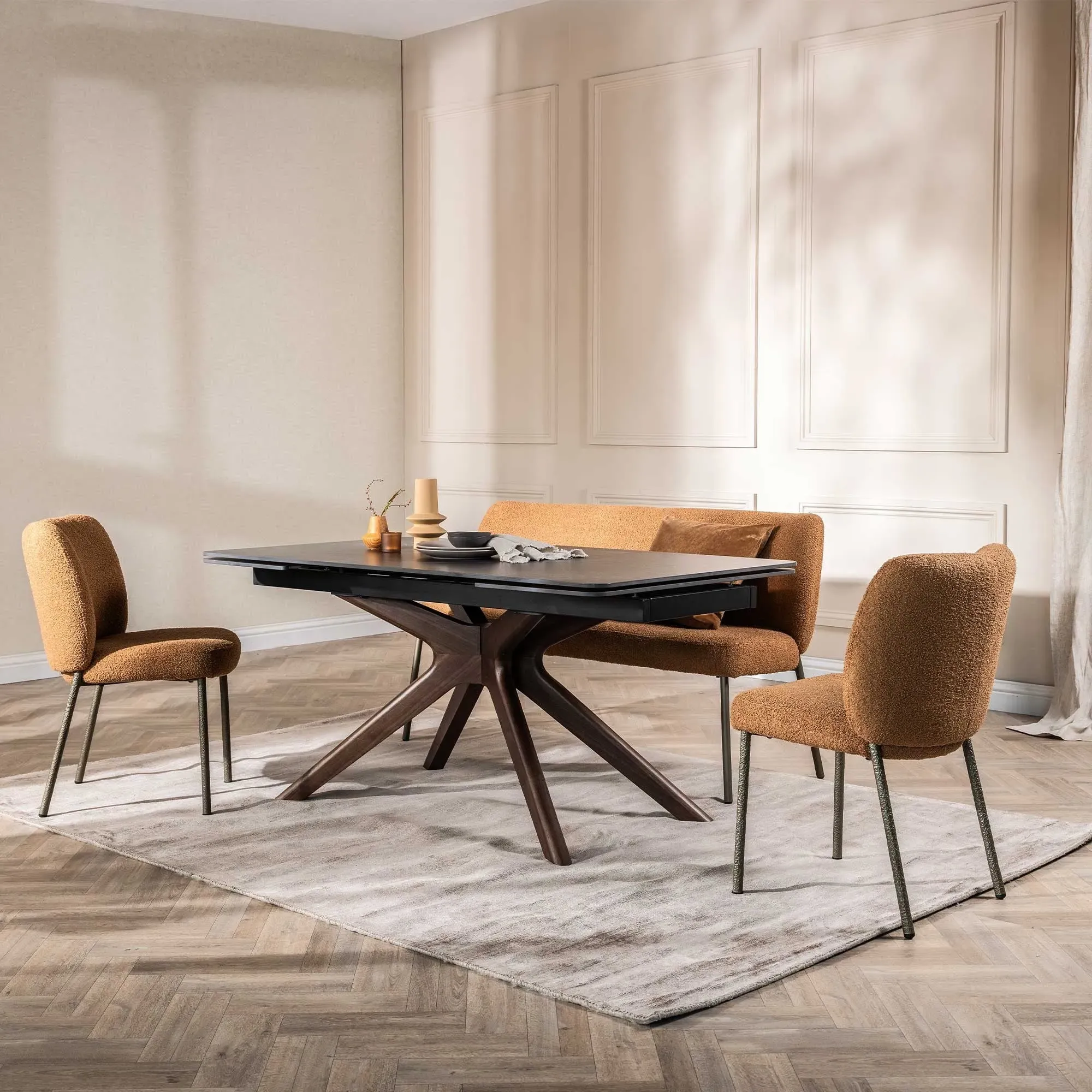 Estelle Dining Chair - Brown, Fabric