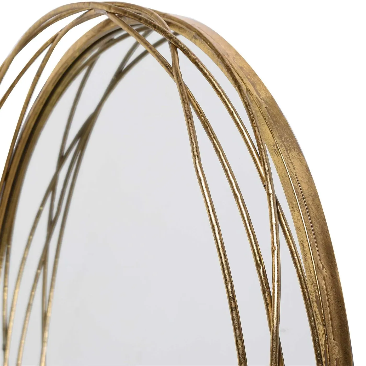 Etwined Round Mirror - Gold, Wood