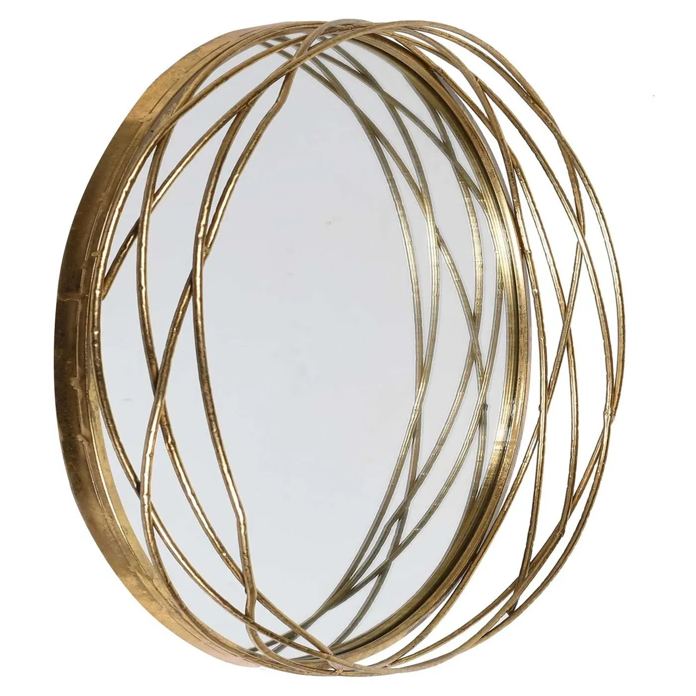 Etwined Round Mirror - Gold, Wood image