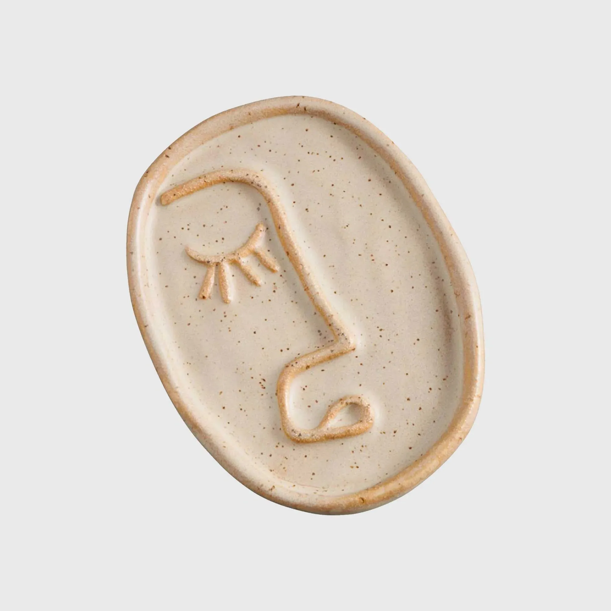 Face Trinket Tray - Beige, Stoneware product