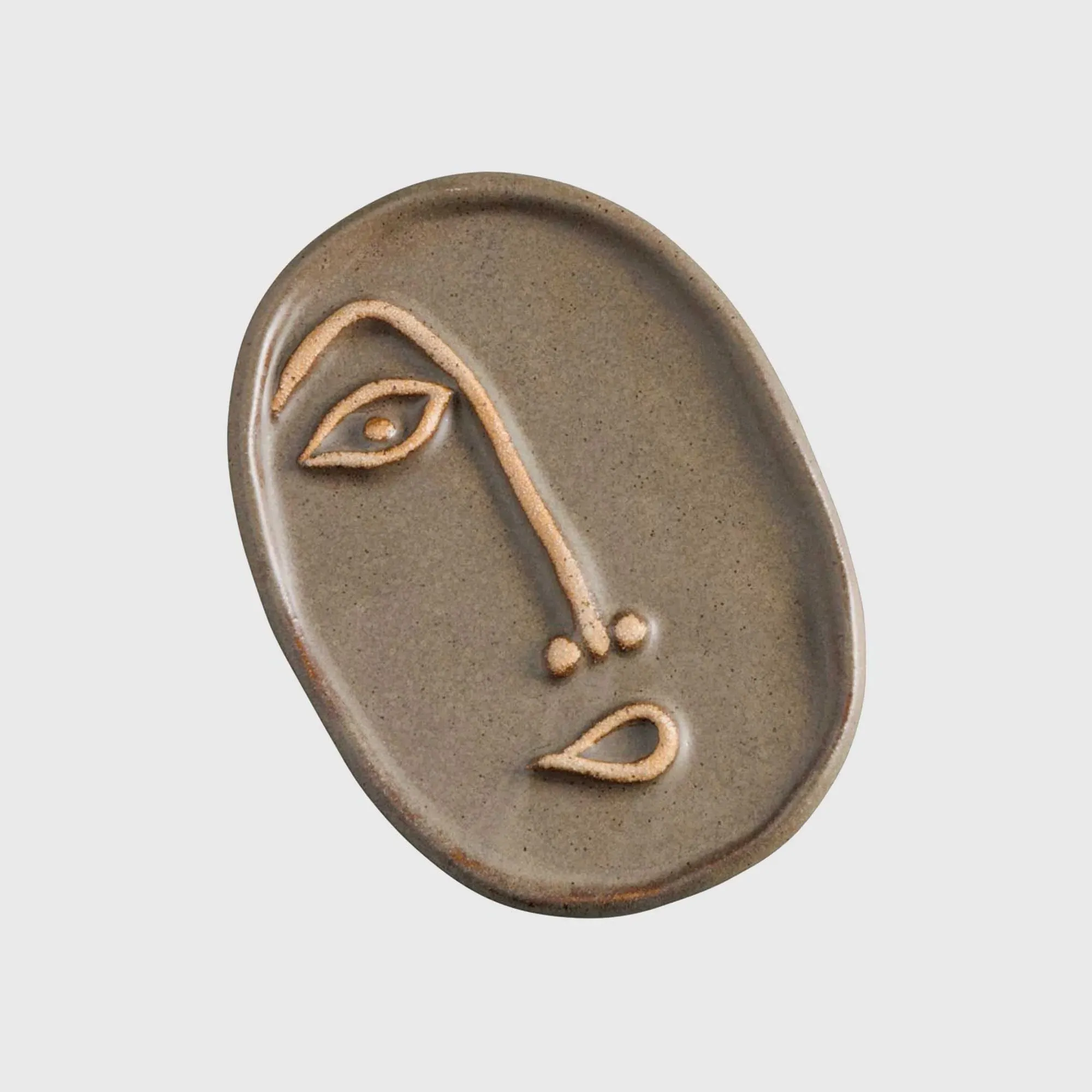 Face Trinket Tray - Grey, Stoneware product
